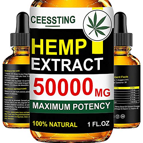 Envisha Hemp Oil for Pain & Stress Relief - 50000mg of Organic Hemp Seed Extract - Rich in Vitamin & Omega - 100% Natural Hemp Drops - Calm Sleep & Mood Support, Good for Skin, Hair & Nails (CS-0A)