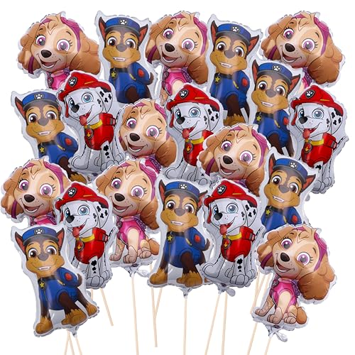 Toyland® Förpackning med 20 - Blandade Paw Patrol-figurer Miniballonger - Pinnar och Muggar Ingår - Födelsedagsfestdekorationer