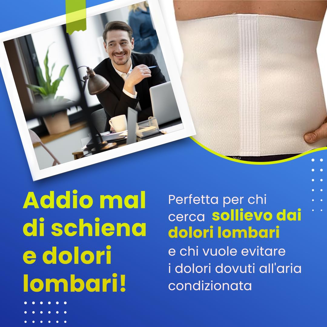 BODYPERFECT Ceinture Lombaire élastique en Coton et Laine Thermique Unisexe Made in Italy