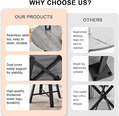 Miniatura 4 de Juego de mesa de comedor redonda para 4, mesa de comedor y sillas de cocina moderna para 4,42 pulgadas, juego de mesa de comedor para 4, juego de