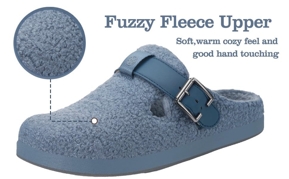 Hsyooes Women's Men's Fuzzy Slippers Orthotic Arch Support Fleece Lined House Slippers Comfy Winter Slip On Clogs for Plantar Fasciitis Indoor Outdoor with Adjustable Buckle2