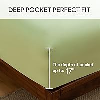 Vista 224 de HENGWEITEXT 18 Inch Cal King Sheets Deep Pocket,4 Piece Sheet Set Breathable and Cooling,Microfiber Sheet Set Deep Pocket,Wrinkle Free Shrinkage &