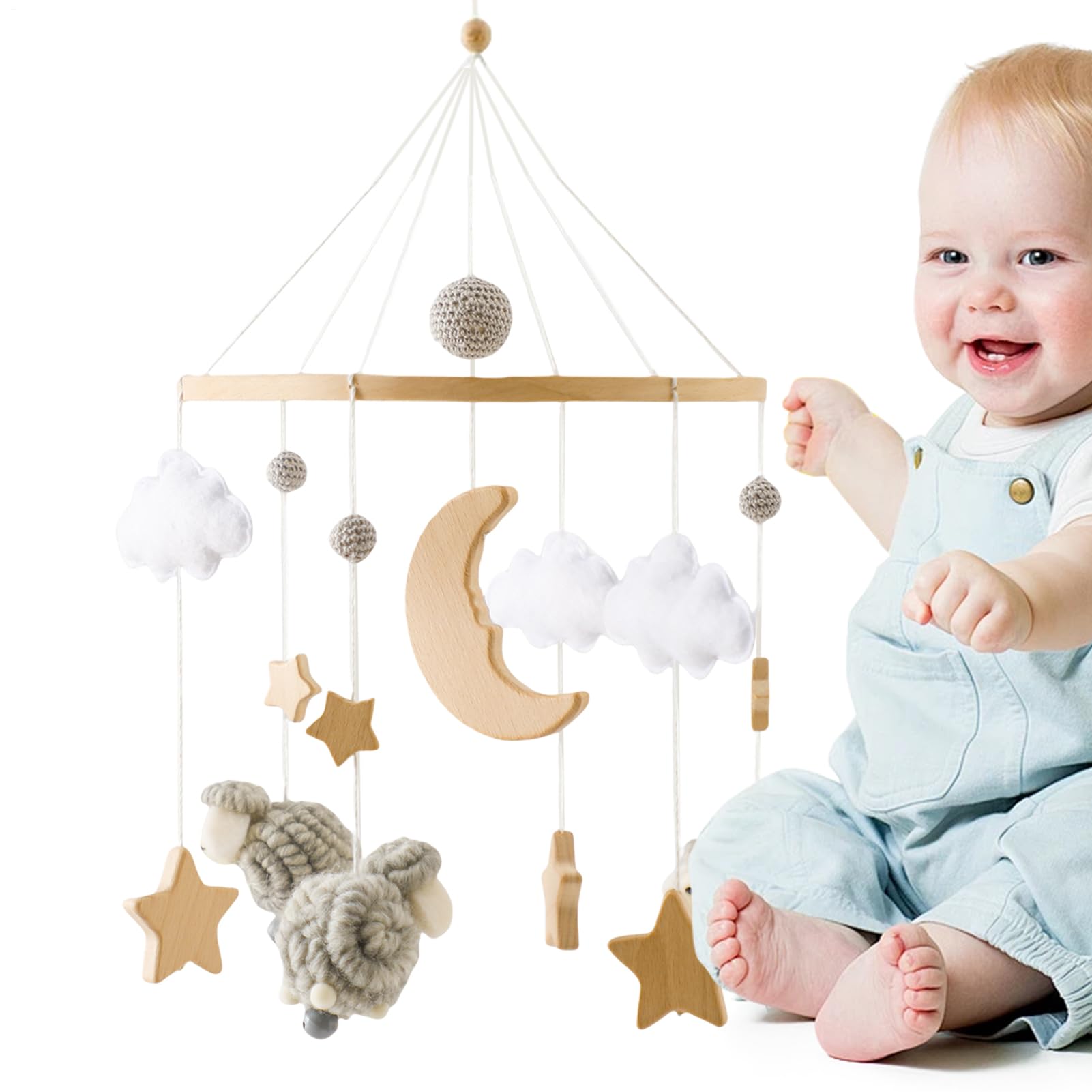 Crib Mobile | Bassinet Pendant Nursery Decor,Musical Portable Bohemian Crib Mobile for 0-3 Boys and Girls Nursery Stroller Decoration