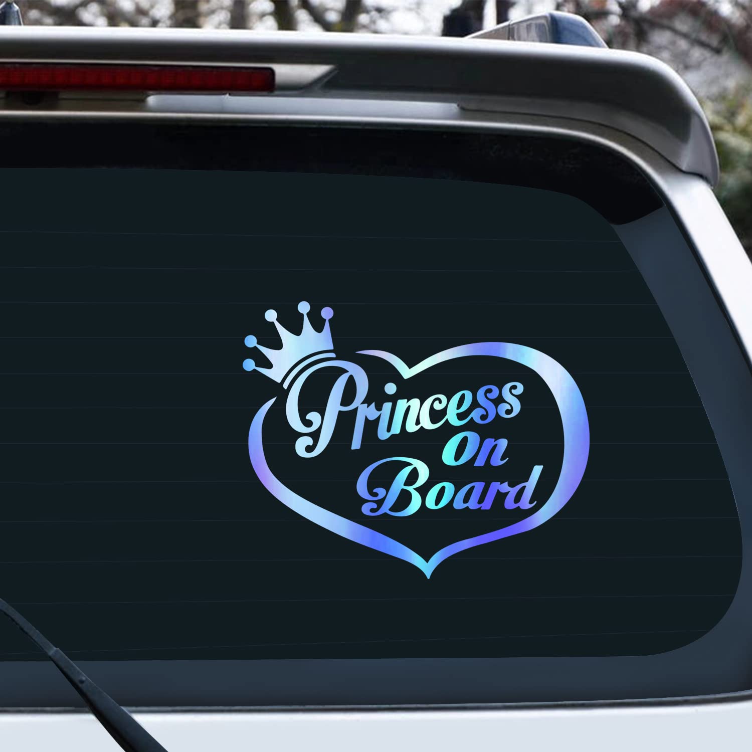 Vesvory 2pcs Princess On Board Sticker for Cars Baby On Board Warning Princess On Board Car Sign Baby On Board Sticker Kid Safety Sign for Car Window Bumper Stickers (Rainbow Blue)