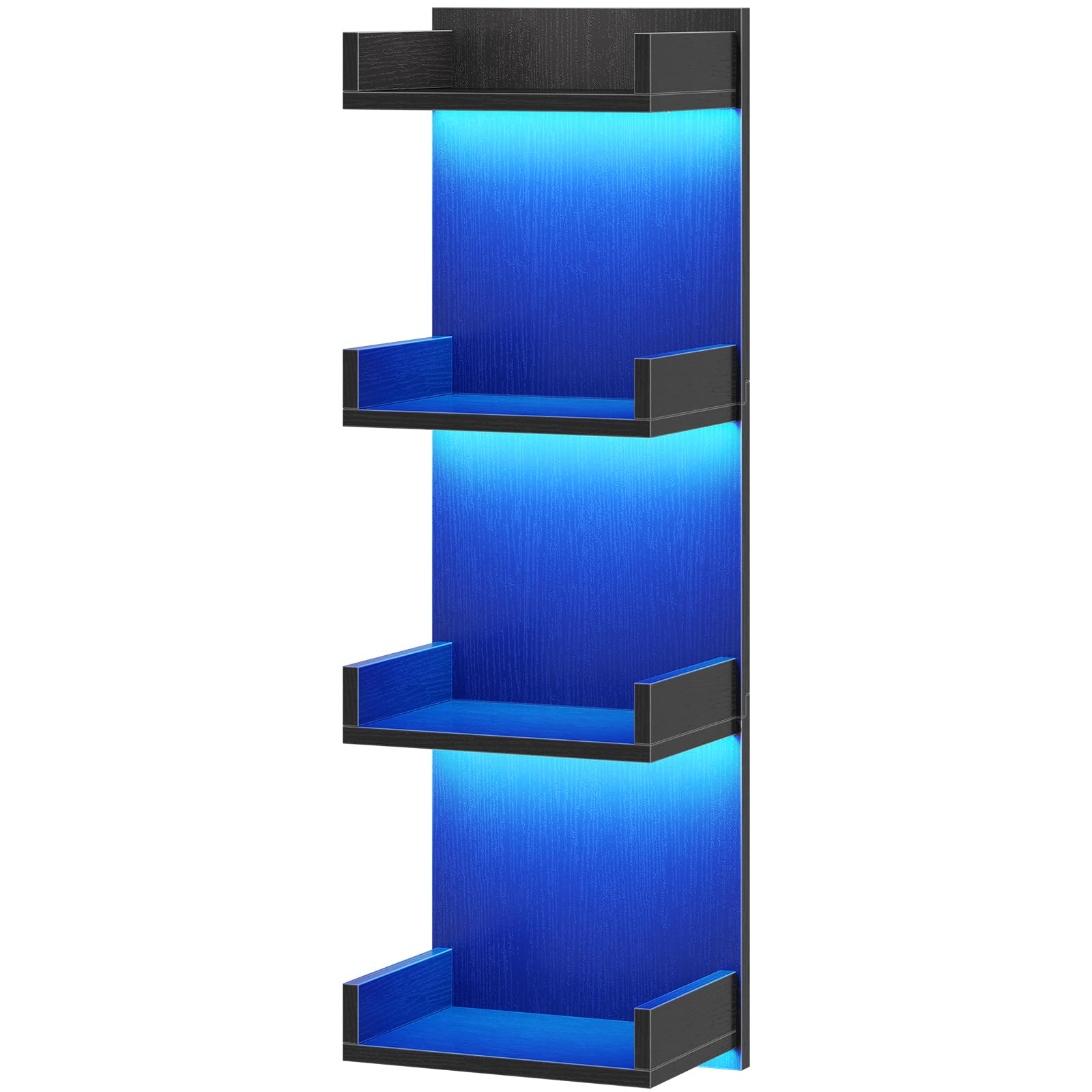 LED Illuminated Floating Wall Shelves, 4-Tier