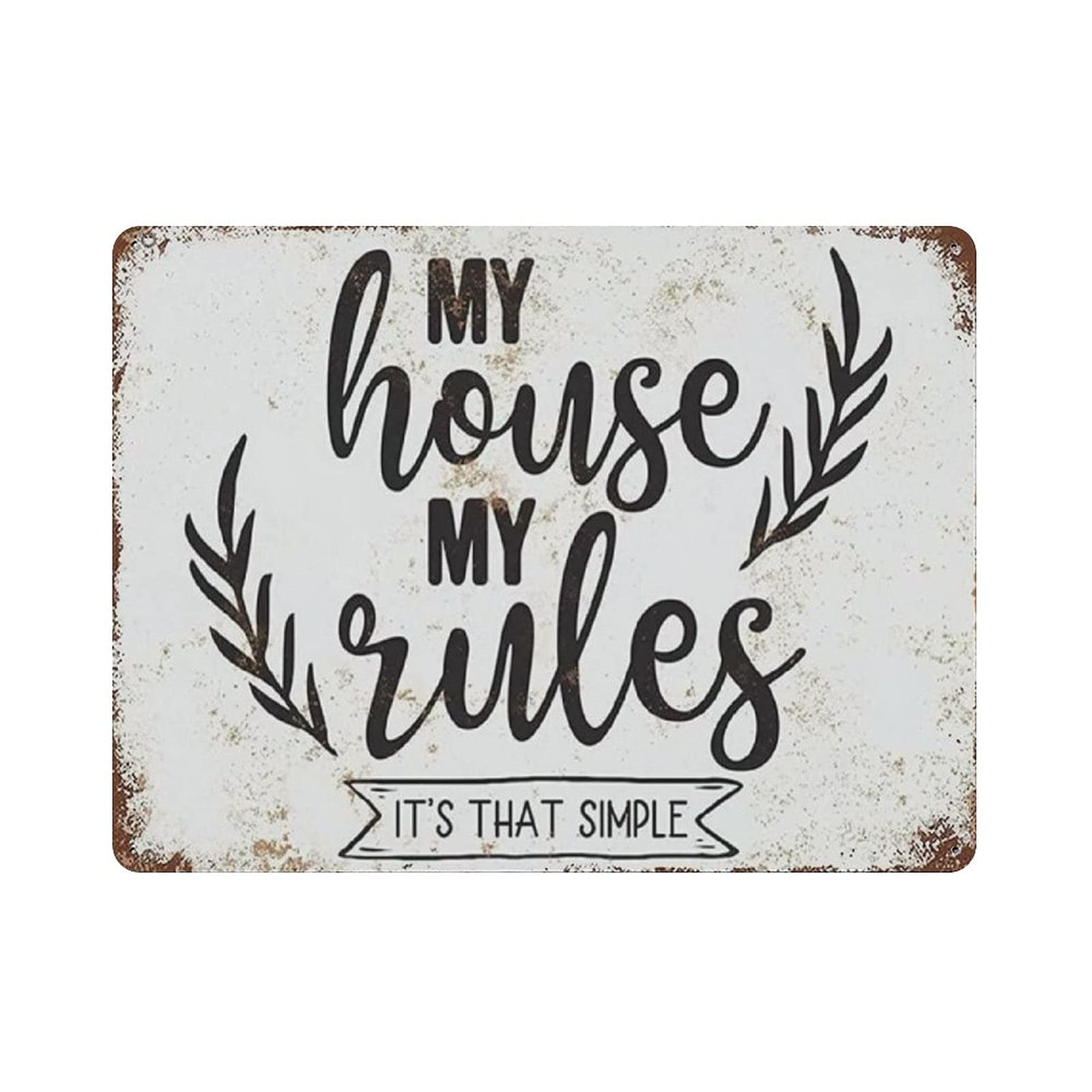 House Rules - Targa in metallo con scritta in lingua inglese Dodici regole della casa, decorazione da parete, 30,5 x 40,6 cm