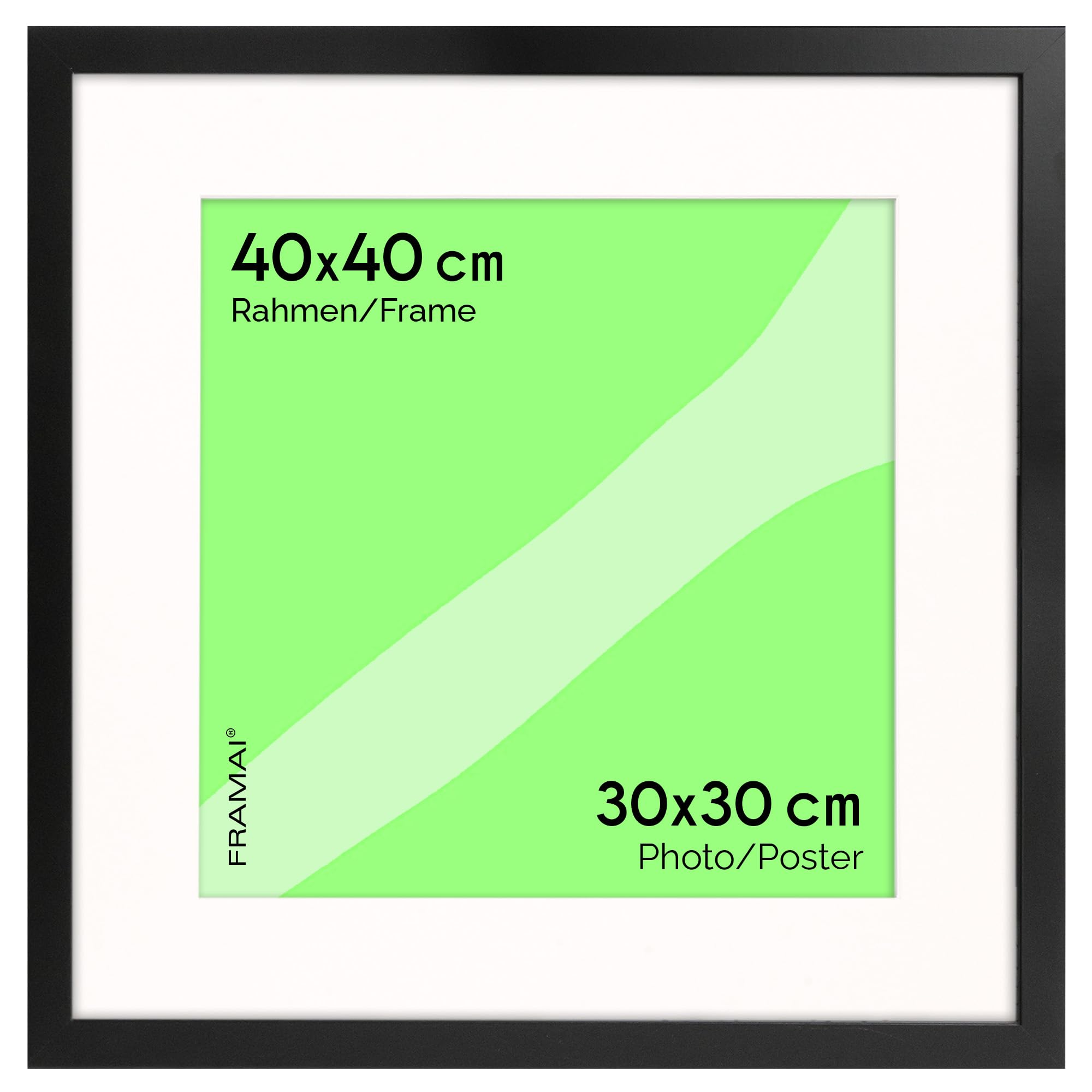 FRAMAI® Bilderrahmen [SIZE] cm in [COLOUR] – mit Passepartout – MDF Holzrahmen, bruchsicheres Plexi, umweltfreundlich, mit Aufhängung & Ständer – Hochformat & Querformat