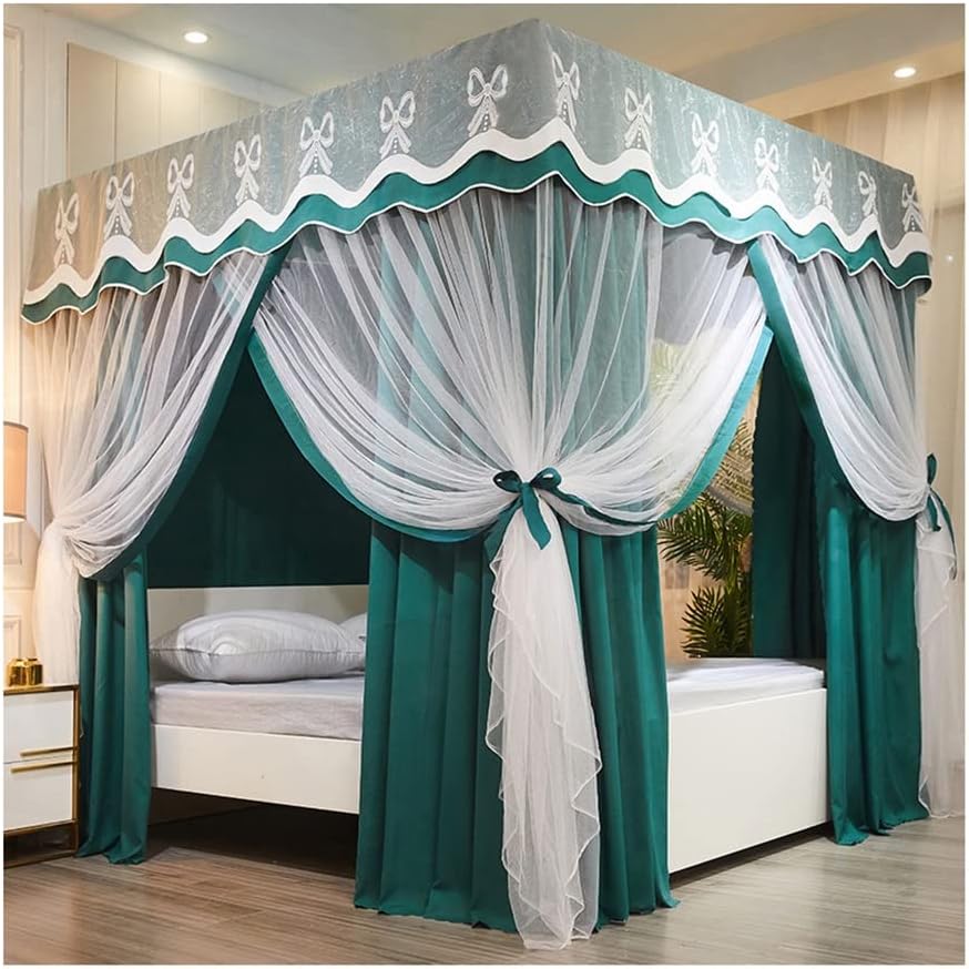 4 Corner Post Bed Canopy Mosquito Nets, Spsummer Autumn Winter Bed Curtains, Girl Single Double Bed Bedroom Decoration (Pink 200X220X200Cm) (Gray 1)/Red/150 * 200 * 200Cm