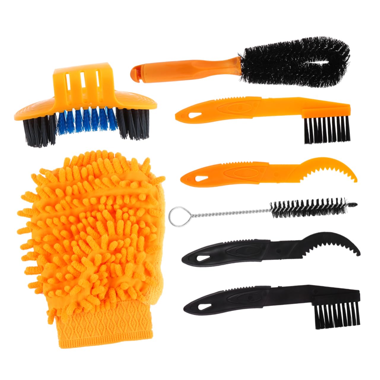 8pezzi Spazzole Per Pulizia Bicicletta Kit Pulizia Catena Pneumatico Ruota Dentata Strumenti Manutenzione Bici