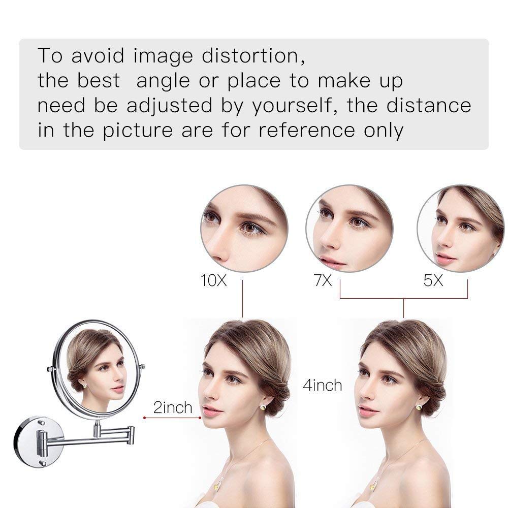 Specchio da Parete Specchio cosmetico da Viaggio Specchio Piatto HD Specchio per Trucco Rotondo Rotazione a 360 Gradi per la rasatura del Trucco