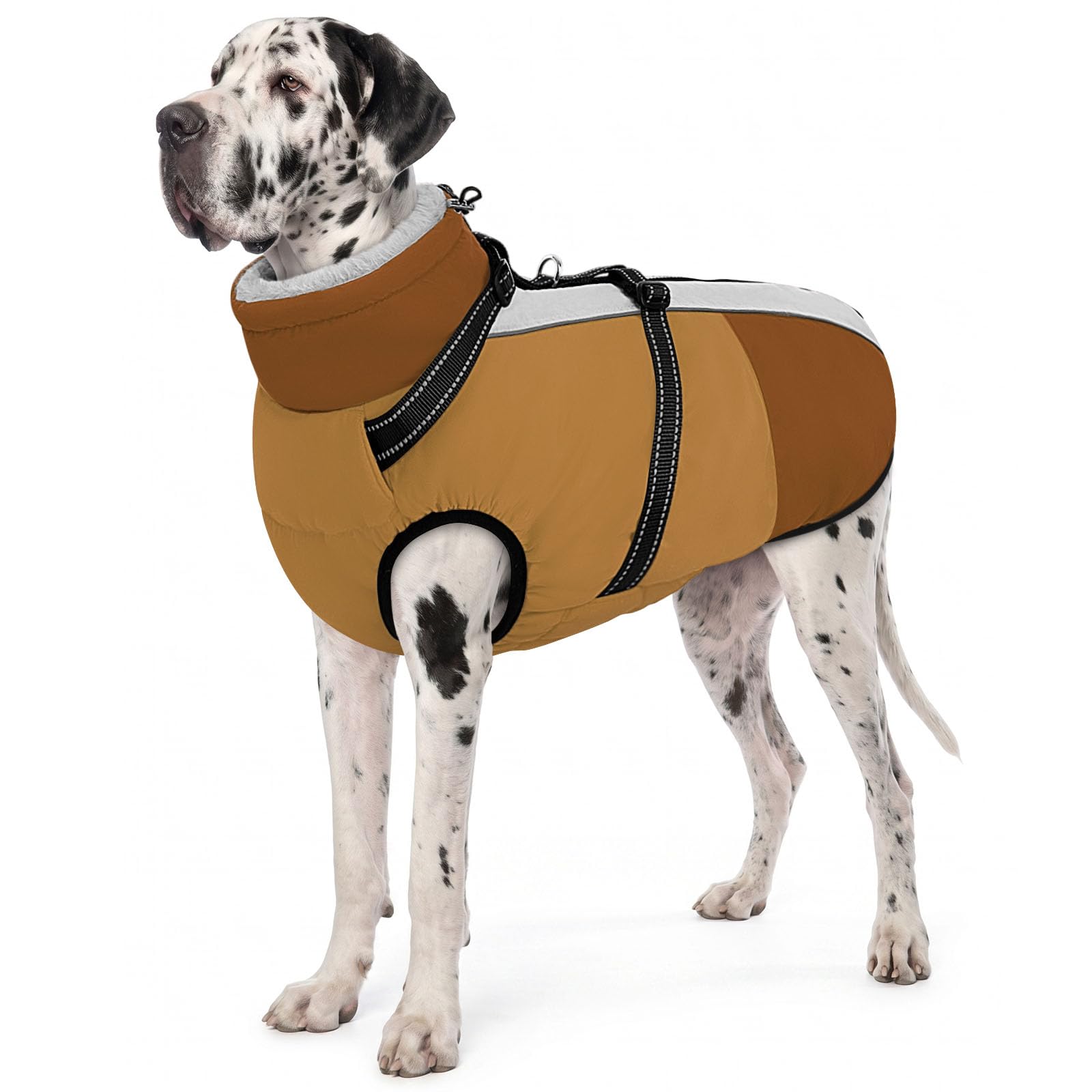 AOFITEE Dog Coat for Large Dogs Warm Waterproof Dog Jacket with Harness