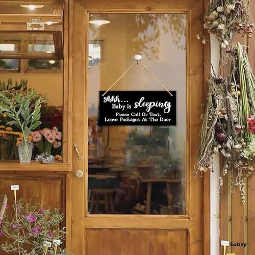 Miniatura 3 de Shhh Baby is Sleeping - Letrero para puerta de bebé, con texto en inglés Do Not Disturb Hanger (Do Not Disturb)
