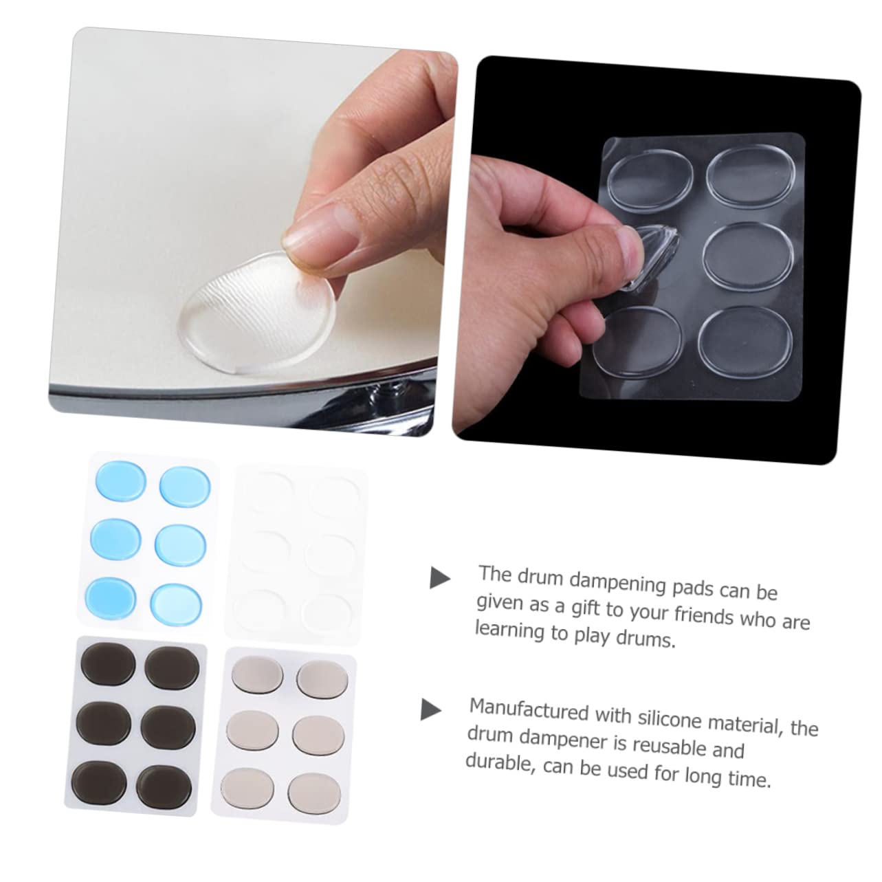 HEMOTON 5 Set Di Smorzatori Per Batteria in Silicone Autoadesivi Cuscinetti Per Rullante Adesivi Per Sordina Controllo Del Volume Per Esercitarsi 4 Fogli * 5