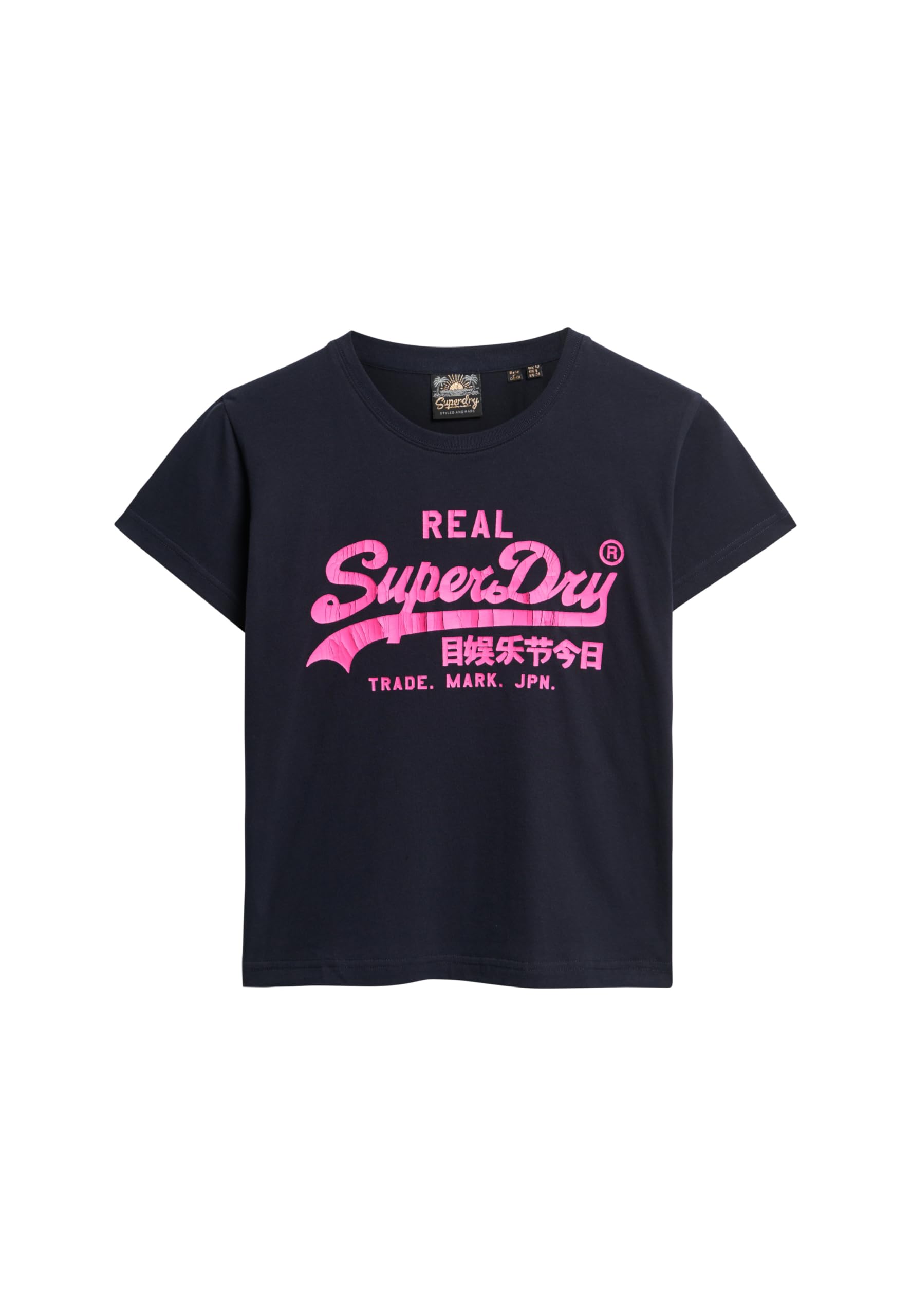Superdry Women's - Outerwear Neon Vl Graphic Fitted Tee W1011410a Eclipse Navy Size 10, 10 (S)