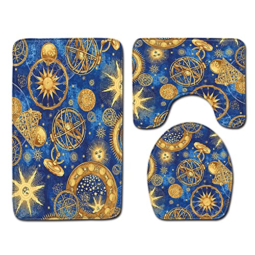ETGUN Toilettendeckelbezug WC-Fußmatte dreiteilig, Badteppich, rutsch- und sturzsichere Fußmatte, c111-star, 45 * 75cm dreiteilig