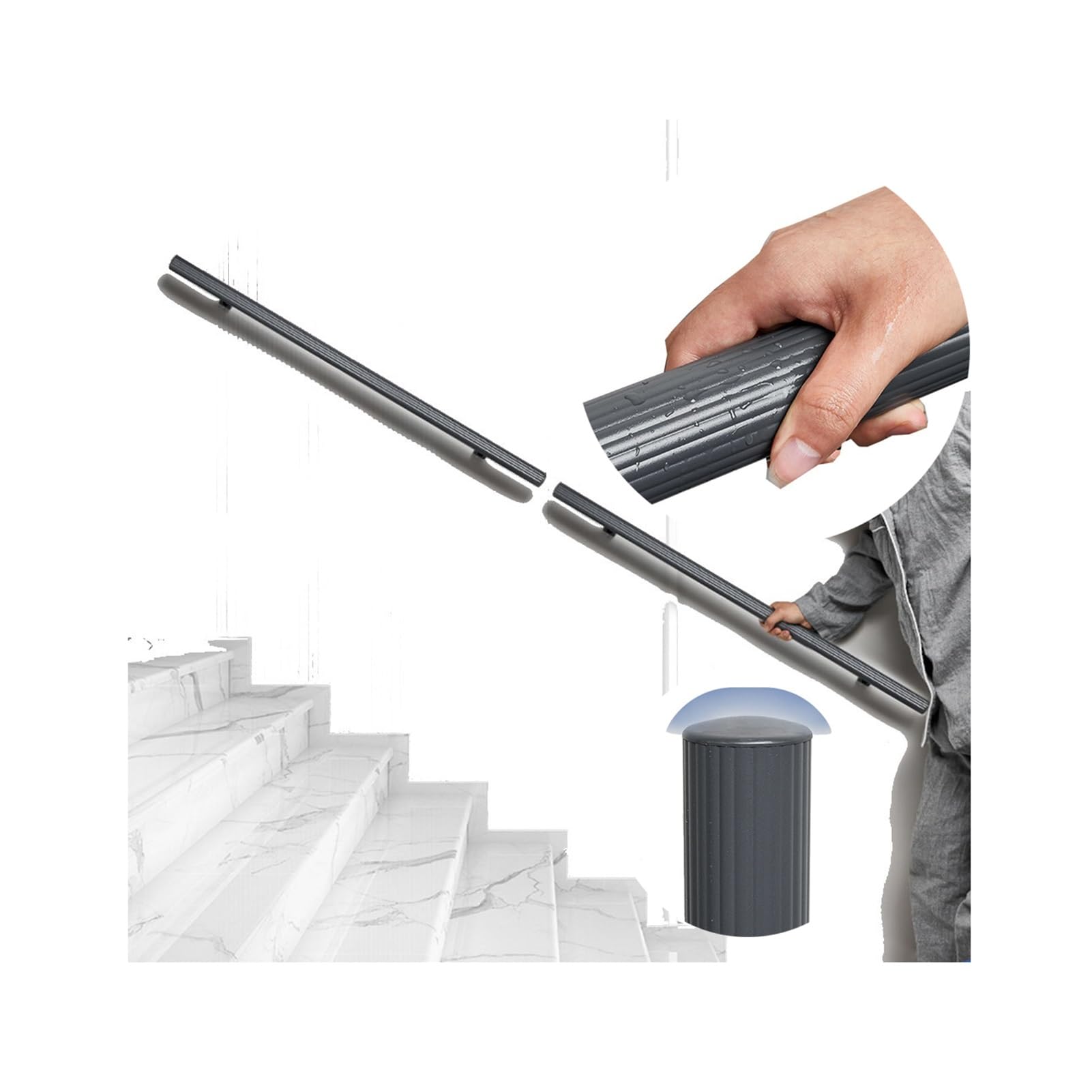 Barre d'appui pour escalier industriel en métal robuste et finitions soignées mates