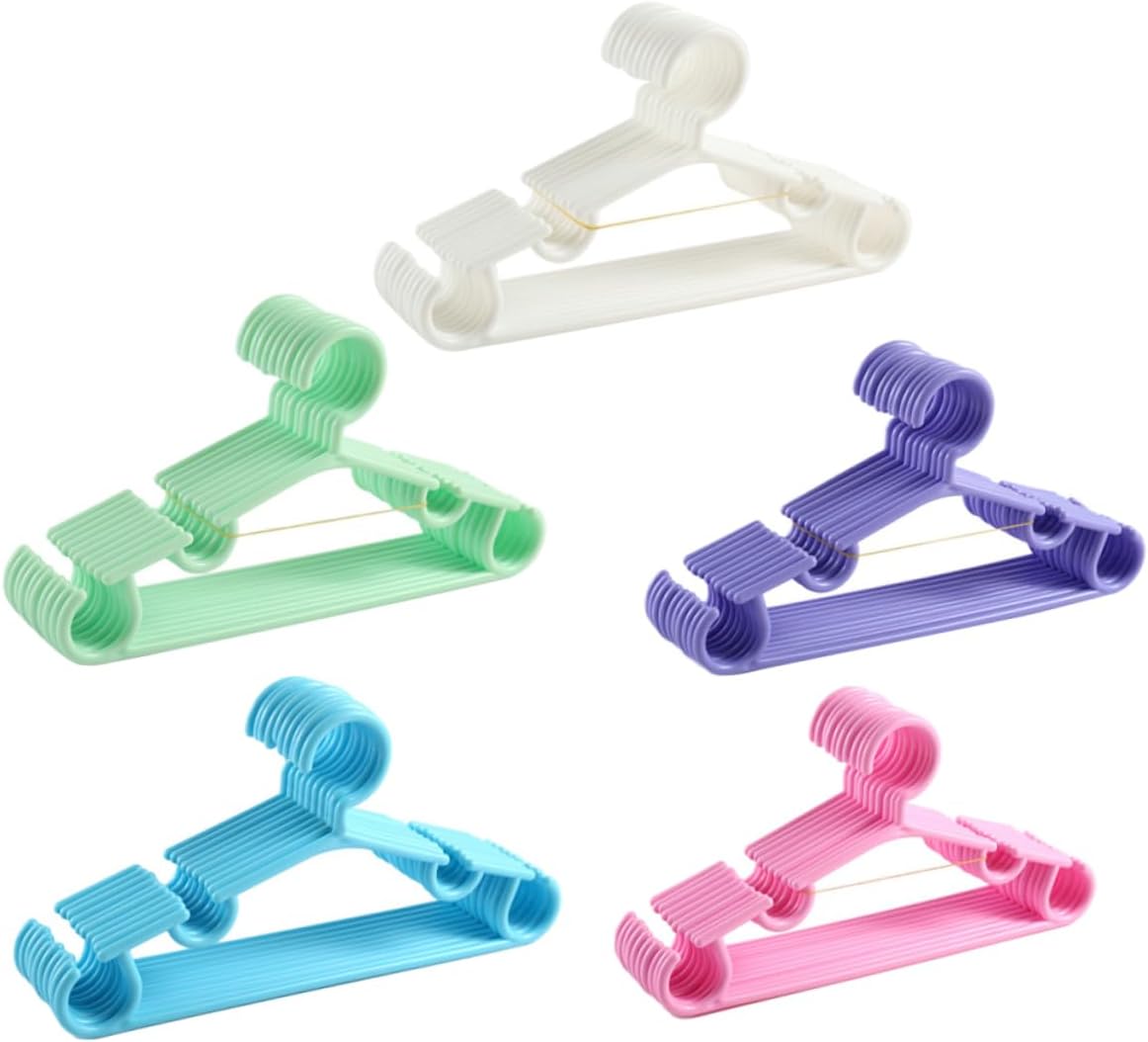 Cabilock 50pcs Boys and Girls Hangers for Closet Nursery Plastic Coat Hangers Sturdy Space-Saving Children's Clothes