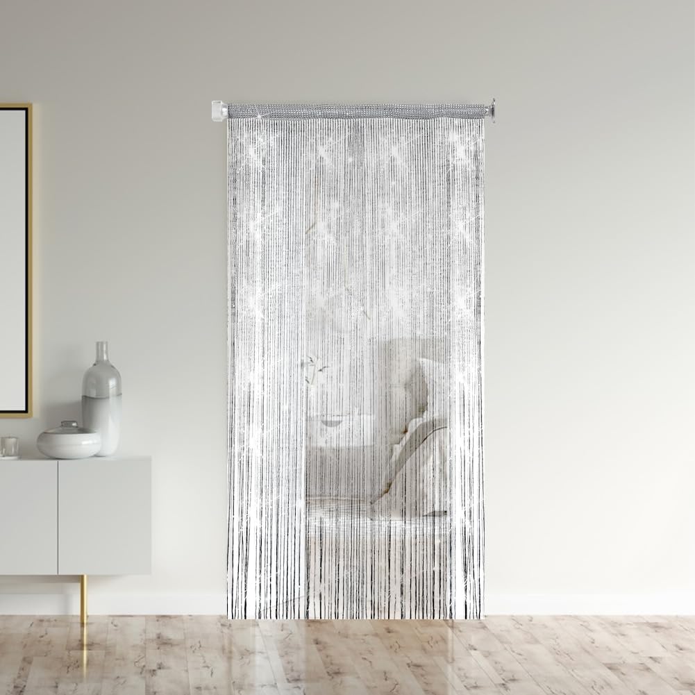 4 Tende a Fili Divisorie 100x200 cm, Decorazione con Perline e Brillantini, Adatte per Porte Finestre Matrimoni e Feste