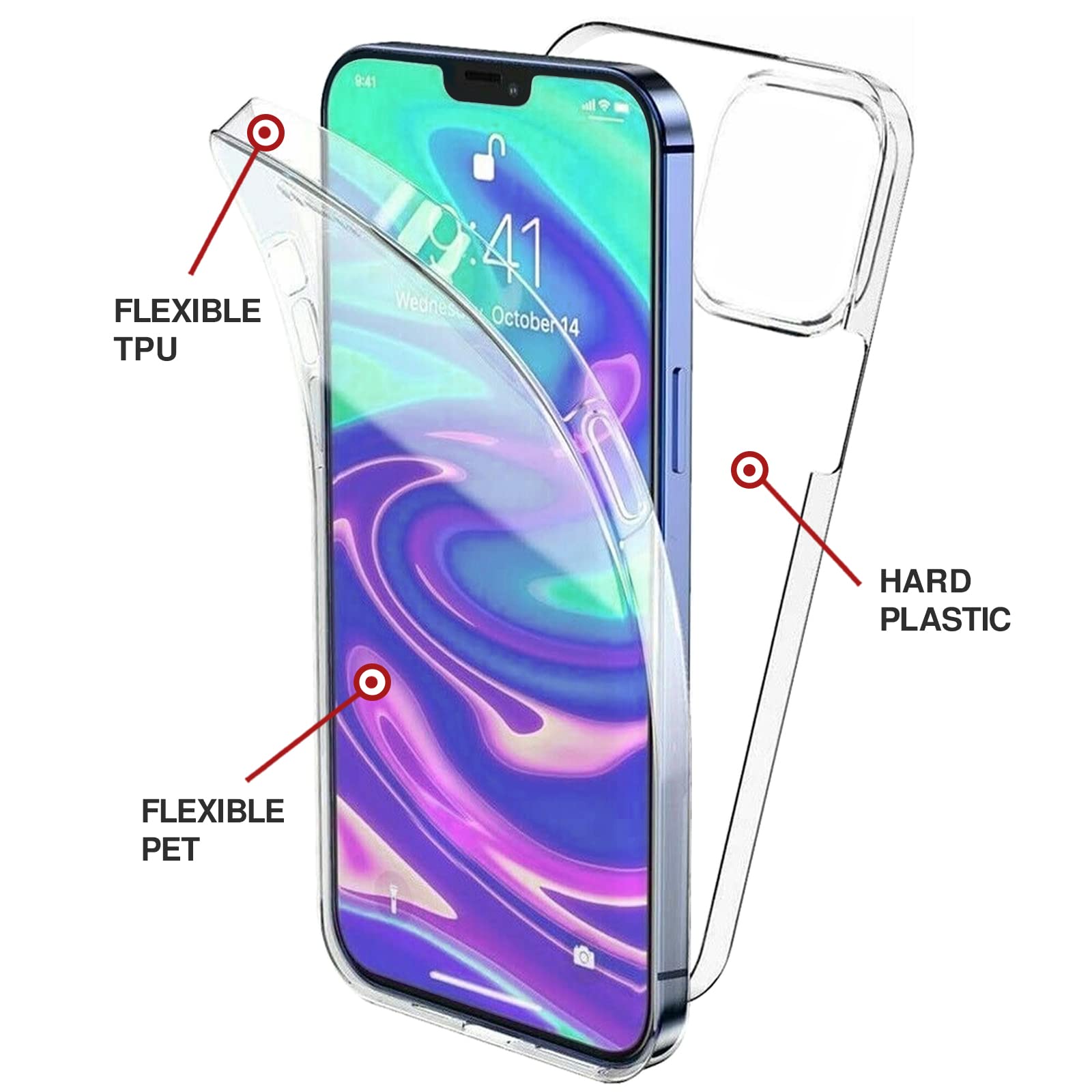TBOC Cover per Apple iPhone 11 [6.1 Pollici] - Custodia [Trasparente] Completa Copertura Integrale [Silicone TPU] Protezione Totale [360 Gradi] Full Body Anteriore Posteriore Sottile