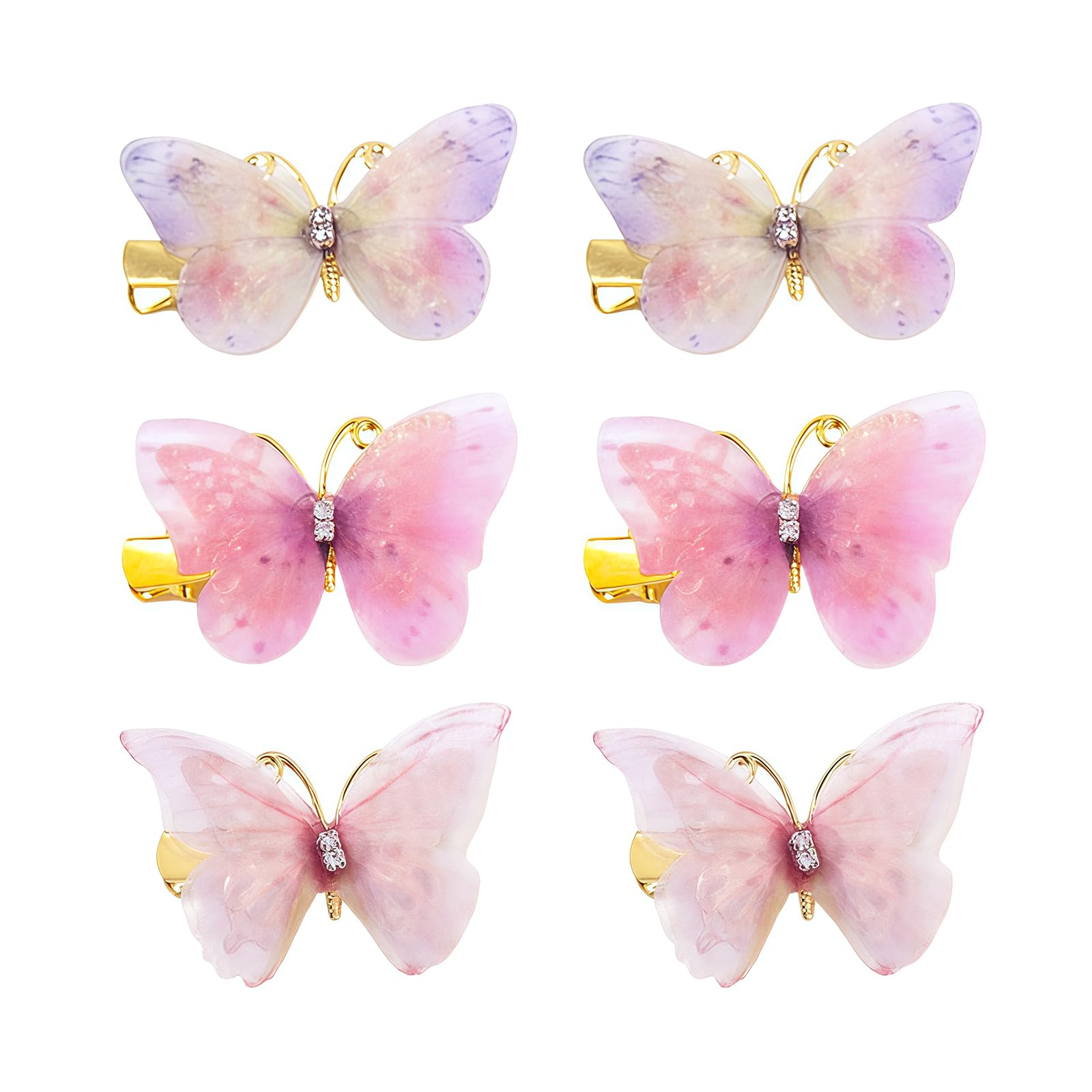 Cosyhav 6pcs Butterfly Hair Clips for Girls Beautiful Gradient Butterfly Girls Hair Clips, Perfectly Suited for Lovely Girl