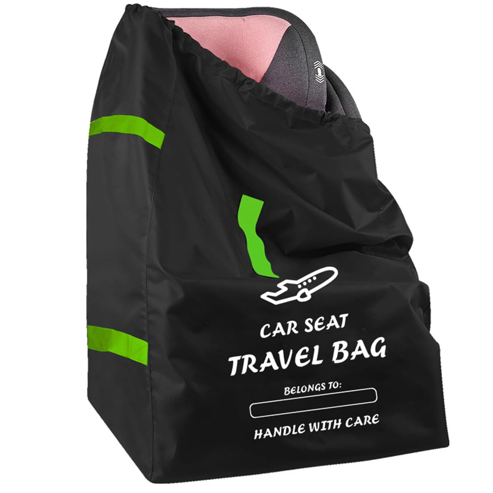 Car Seat Travel Bag for Airplane, Foldable Protective Cover with Adjustable Shoulder Straps，Fits Most Booster and Convertible Travel Car Seats, Ideal for Airline Gate Check​ and Family Road Trips