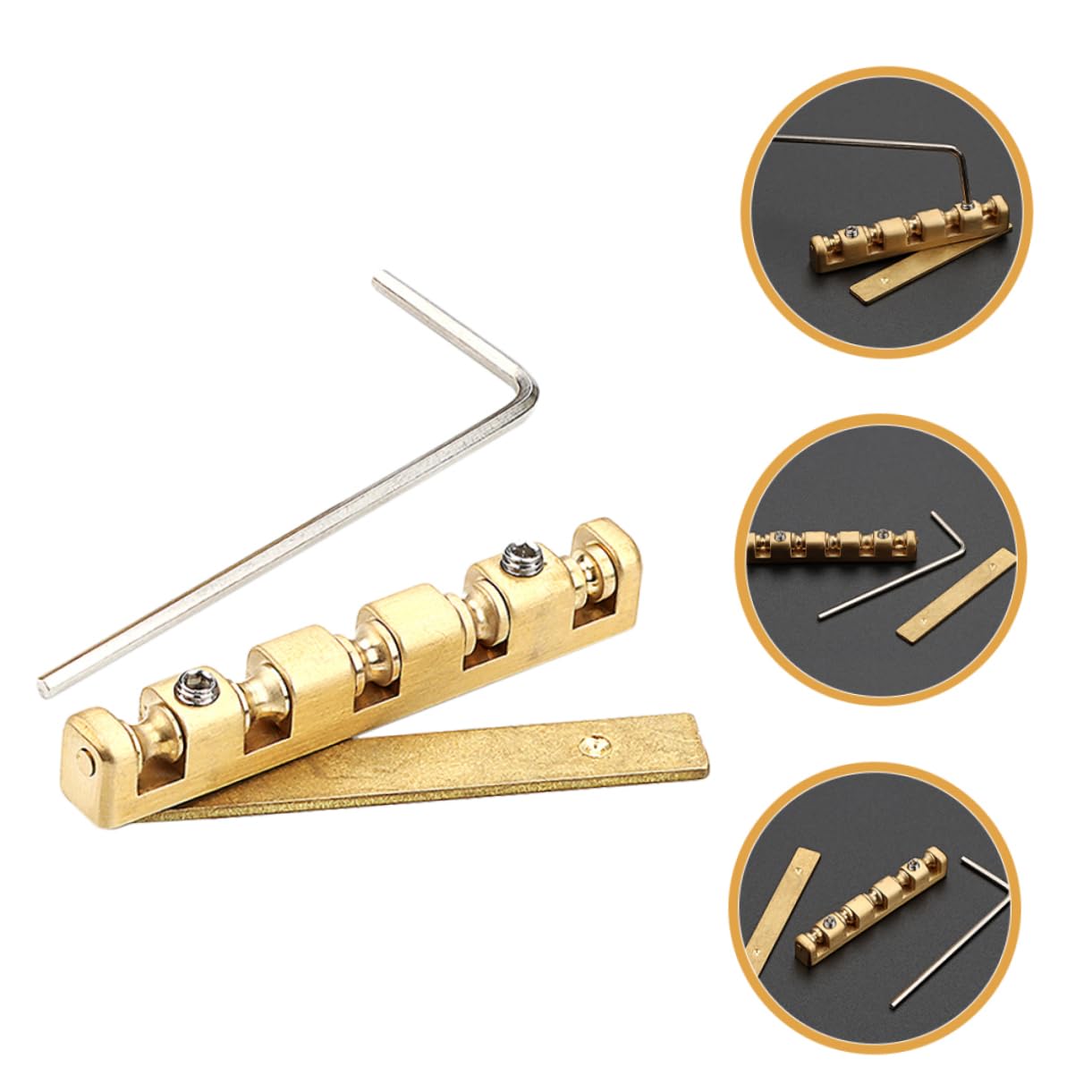 Totority 2 Sets String Brass String Nut for Bass Guitar Instrument Bridge Nut Upper Saddles Electric Instrument Supplies Replacement