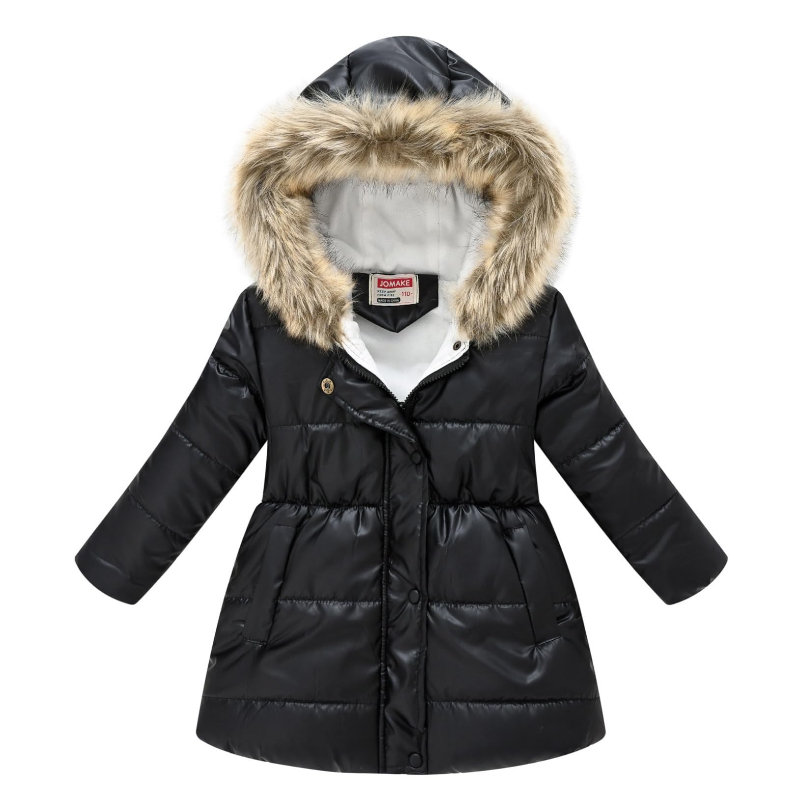 Freebily Chaqueta Plumífero para Niña Abrigo de Plumas con Cremallera y Capucha de Pelos Invierno Caliente Acolchada Largo Abrigo de Grueso Cálida 3-12 Años