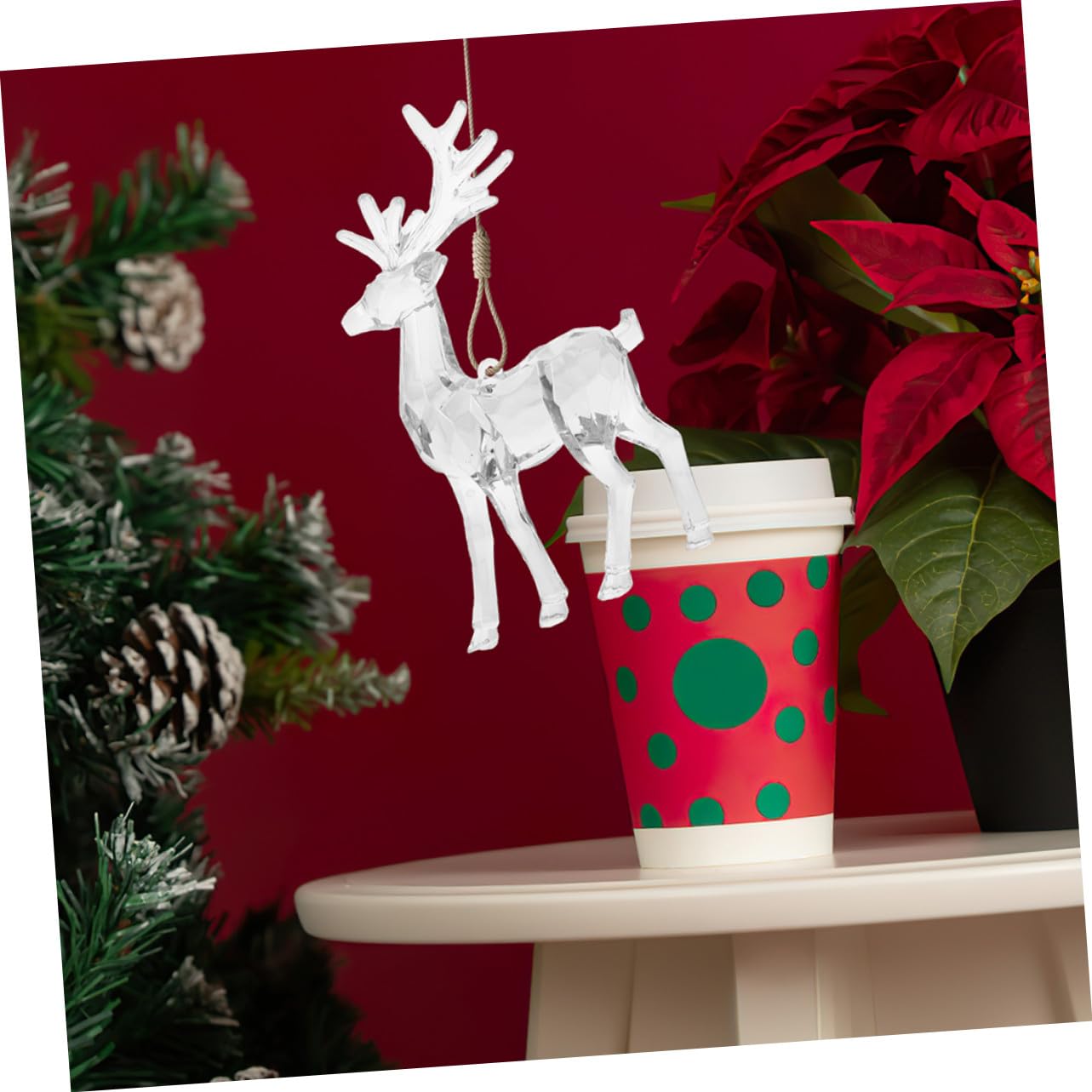 4 Piezas Figuras de Navideños Acrílicos Transparentes de Estatuas Decorativas para Mesa y Ventana Adornos Reutilizables para Sala y Dormitorio