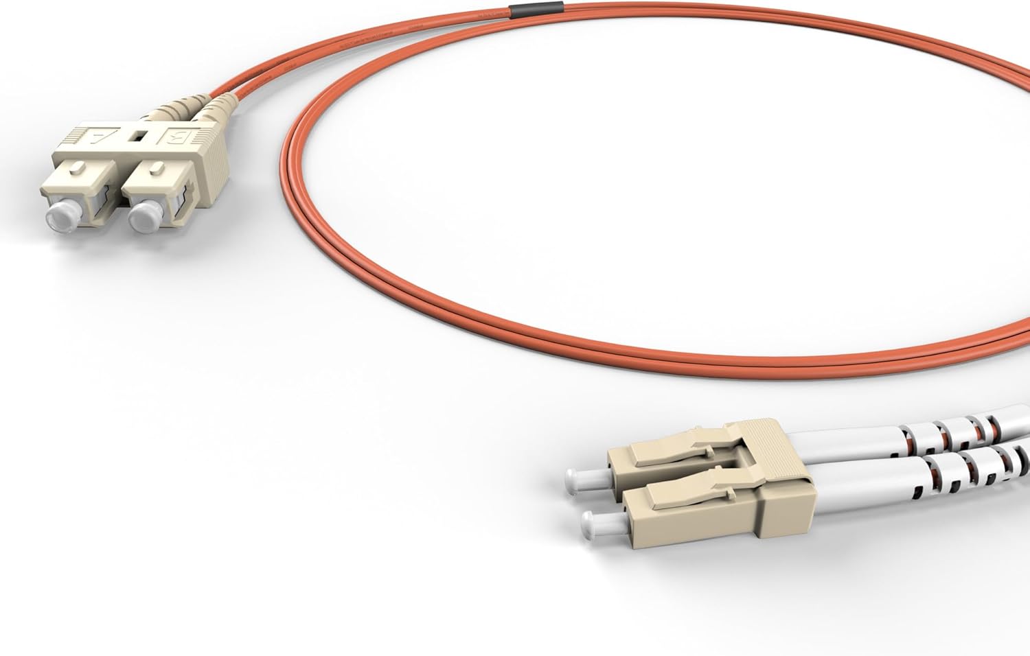 FiberCablesDirect OM1 Multimode Fiber Patch Cable | Length Options 0.5M–300M | LC SC | 15M (49.21ft) | Duplex 62.5/125µm | 1Gb Ethernet | Orange OFNR PVC