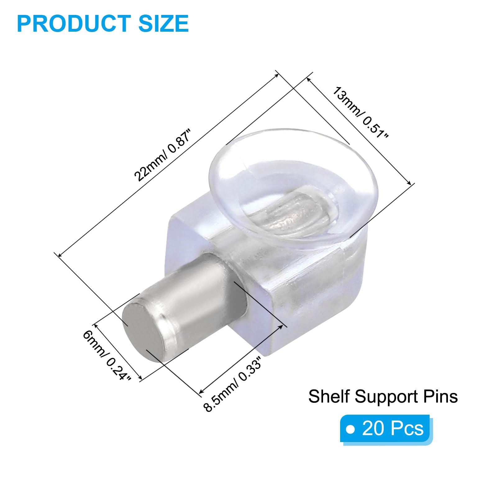 PATIKIL Shelf Support Pegs Nails 0.24", 20pcs Zinc Alloy Glass Holder with Suction Cup - Image 2