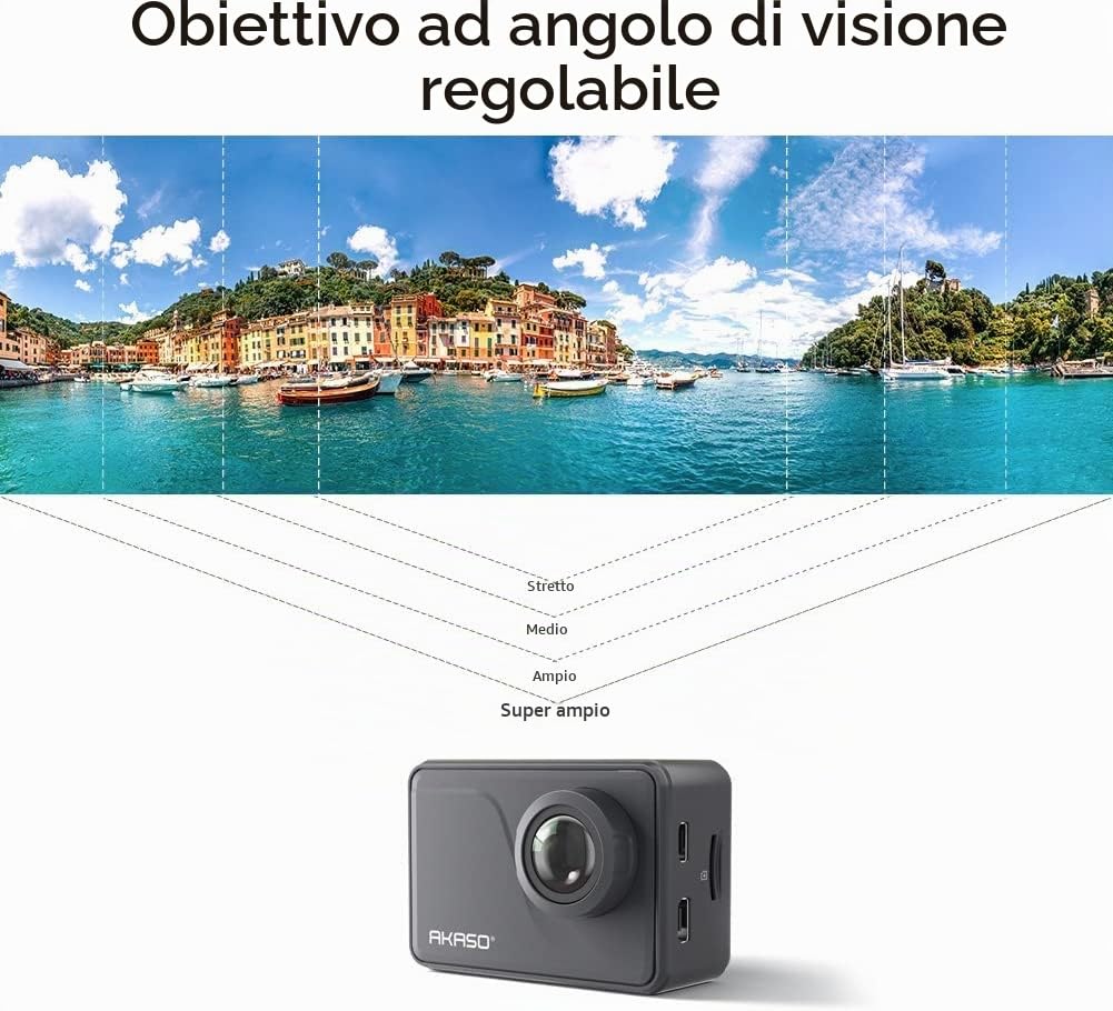 AKASO V50 PRO Action Cam 4K 20MP WiFi, Touch Screen con Stabilizzatore EIS, Fotocamera Subacquea Impermeabile, Videocamera Rallentatore, Telecomando, Angolo Variabile