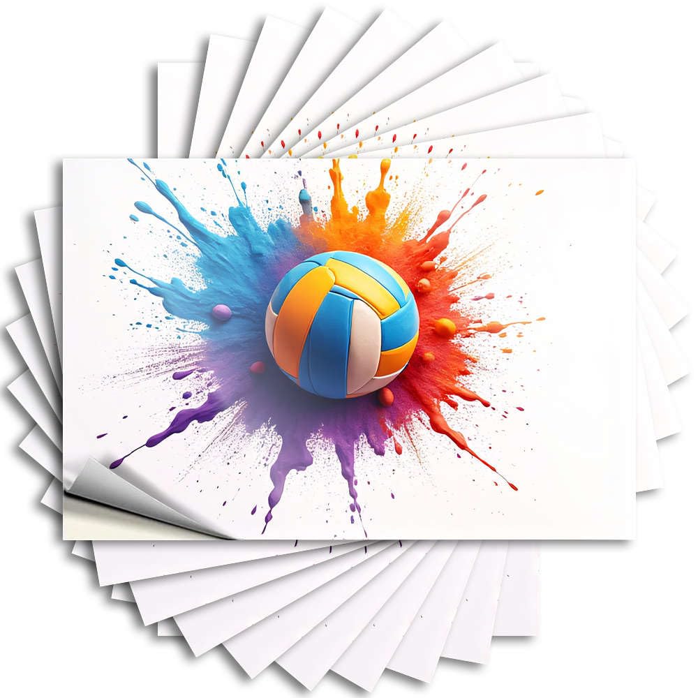 Fzfn Boys Colour Stickers Motivational, Free Bumper Colorful Paint Splashes Surround A Volleyball | Room Decor(6X9cm)