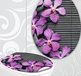 StickerProfis WC Sitz Aufkleber PINK ORCHIDS Design Folie Dekor für Toilettendeckel Klodeckel incl. 2 Fliesenaufkleber Orchidee