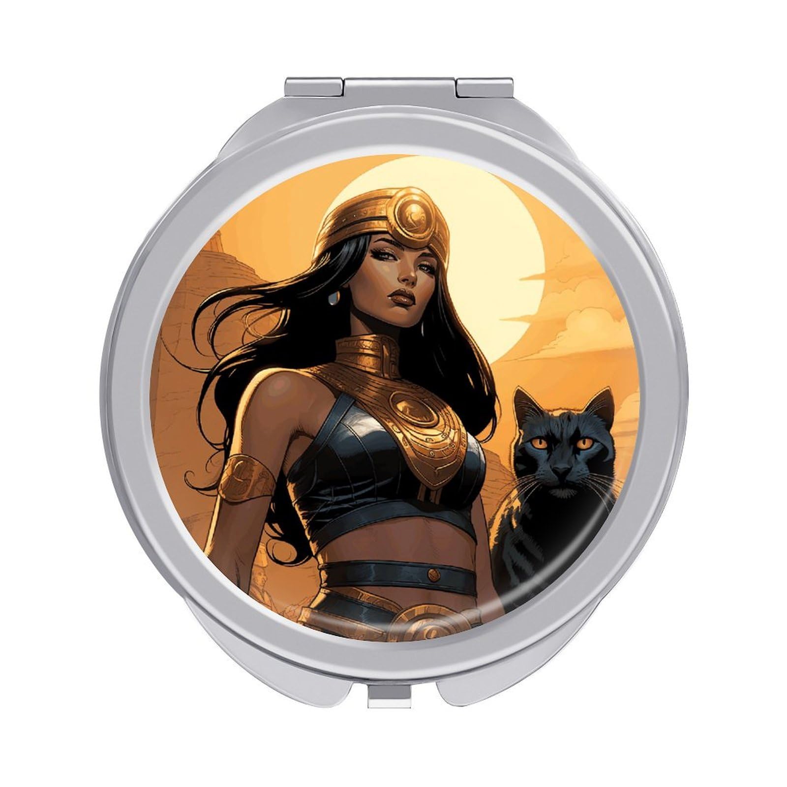 VstaDank an Ancient Princess Compact Mirror for Purses Round Fashion Travel Makeup Mirror 2X /1x Magnifying Double Sides Mini Mirrors Portable Pocket Mirrors for Handbag Purse Women Gift