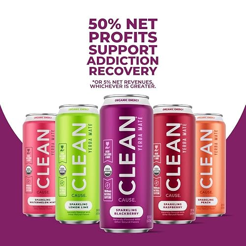 Vista 28 de Gaseosa de yerba mate de sandía y menta, orgánica, baja en calorías y azúcar (160 mg de cafeína), latas de 16 onzas, paquete de 12 unidades – CLEAN