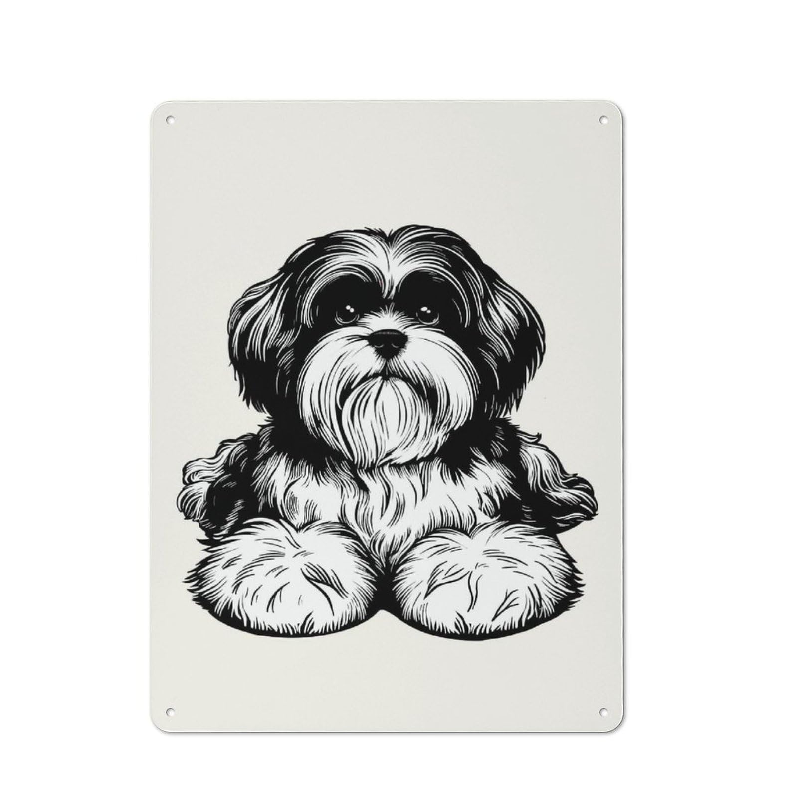 Junmoney Style-8 Vintage Tin Sign 40X30cm With Lhasa Apso For Hallway Wall, For Home Interiors, Feature Walls And Decorative Displays