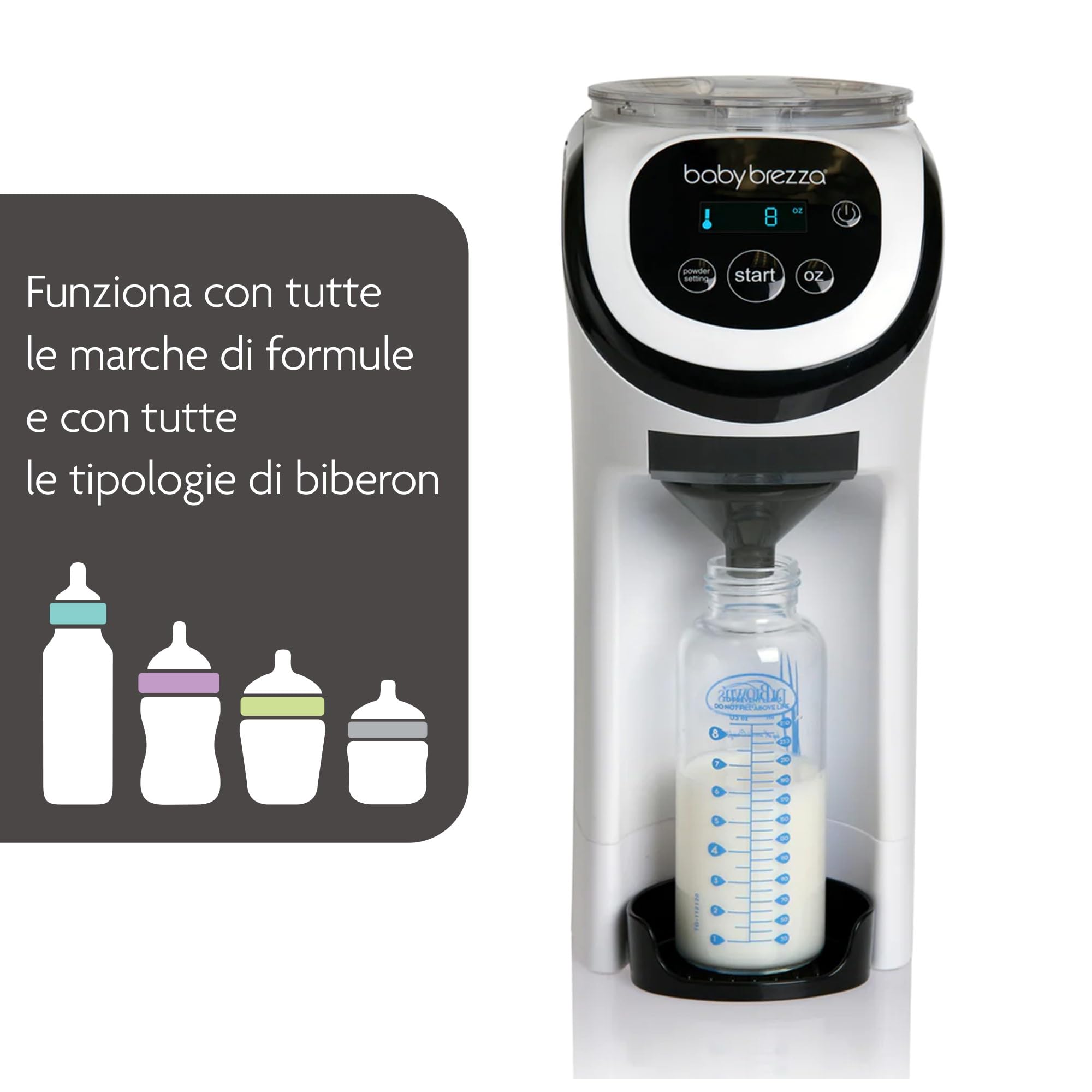 Baby Brezza Formula Pro Mini – Miscelatore per la preparazione di formule per neonati - Prepara latte in polvere - Portatile per i viaggi - Bianco
