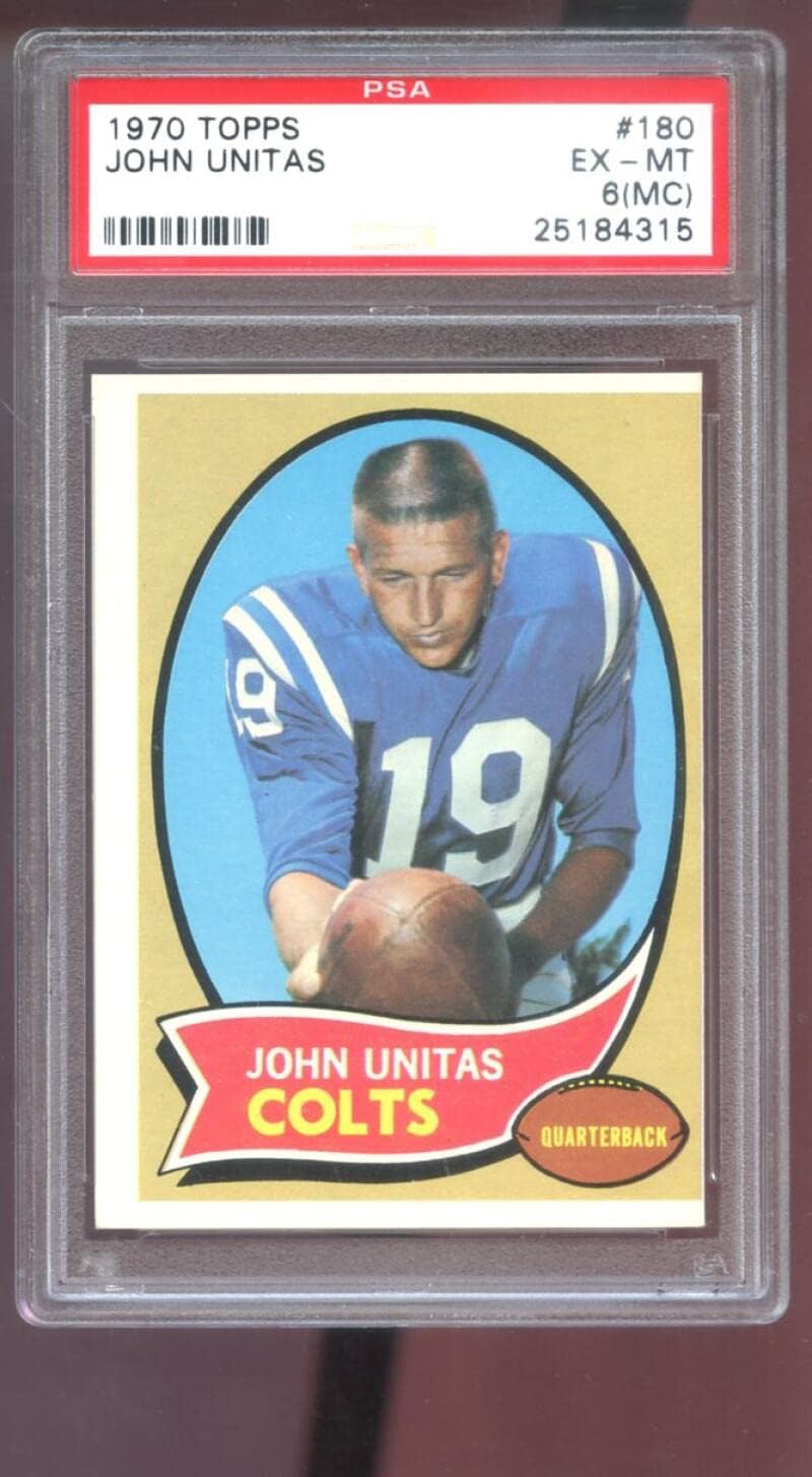 1970 Topps #180 John Unitas Johnny Unitas PSA 6 (MC) Graded Football Card Colts