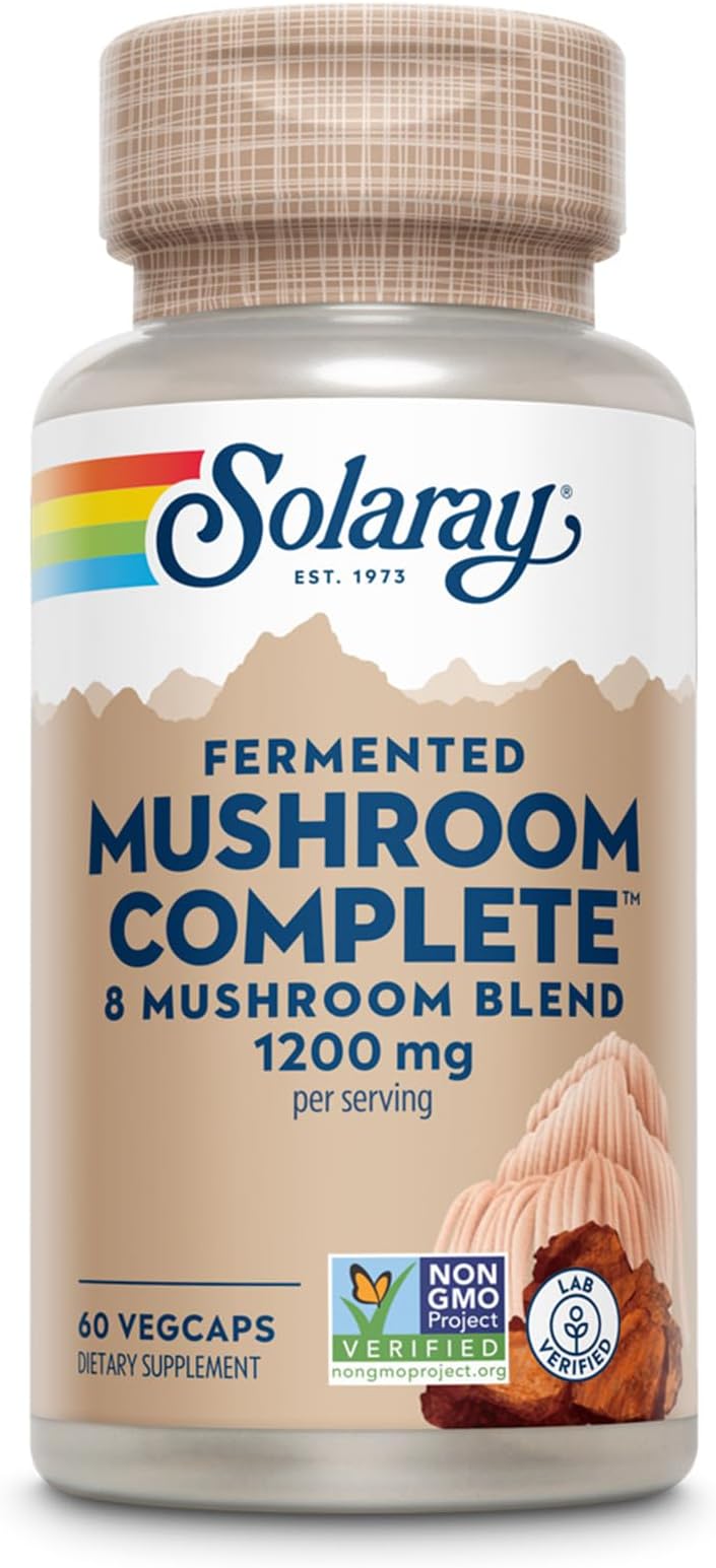 Fermented Mushroom Complete - Organic Chaga, Reishi, Shiitake, Cordyceps, Turkey Tail Mushroom and Lions Mane Supplement Capsules - 8 Mushroom Supplement - Non-GMO, 30 Servings, 60 VegCaps