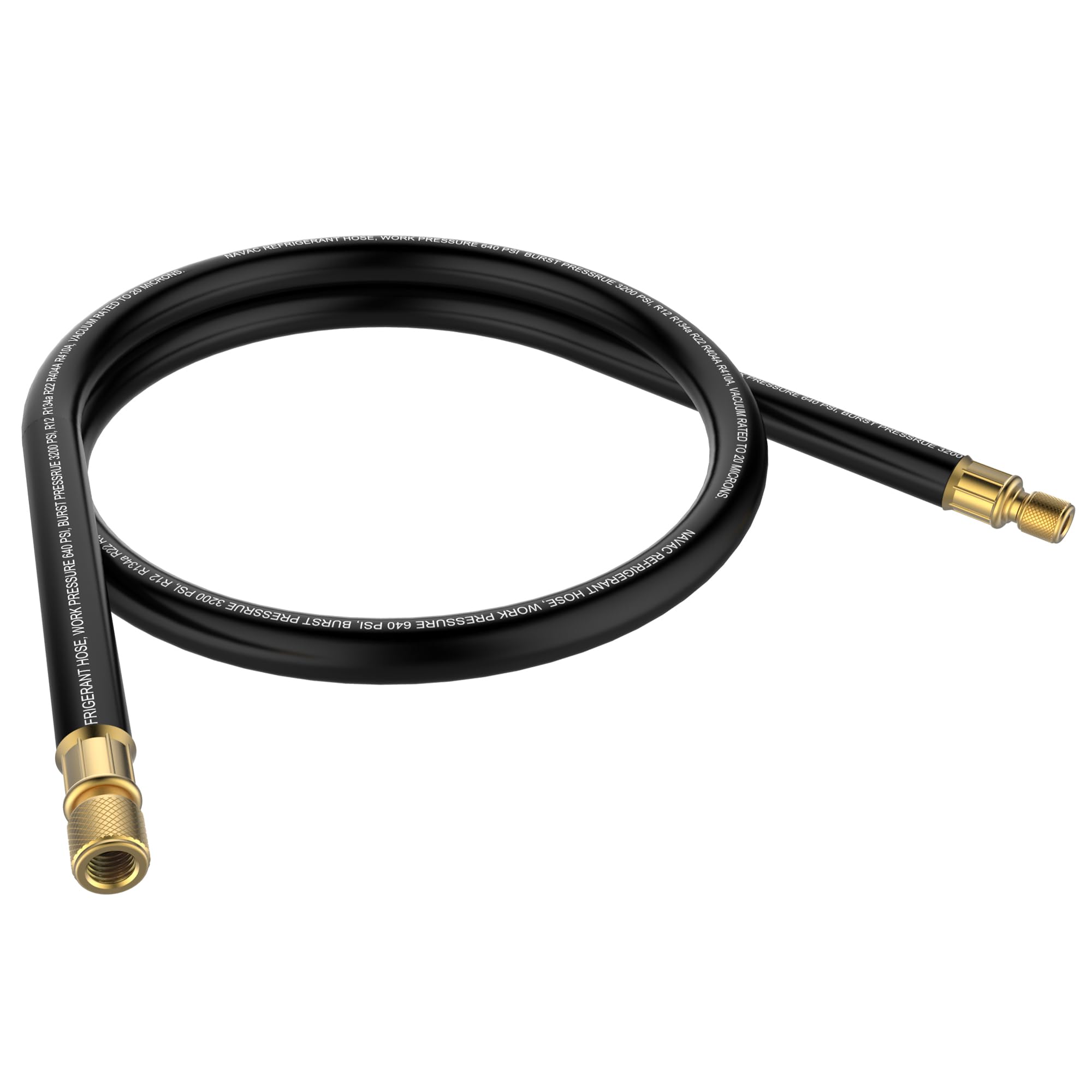 NAVAC NHB2 High-Flow Refrigerant Hose - 1/2" to 1/4" Fittings - 6 Feet Length - 1/2" Internal Diameter - Faster HVAC Evacuation and Recovery - 20
