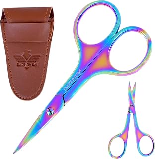 IMPERIUM Nail Scissors, Professional Cuticle Scissors for Men and Women with Brown Travel Pouch, Multipurpose Stainless Steel Curved Scissors Multicolour, Manicure, Pedicure, Finger & Toe Nail Care