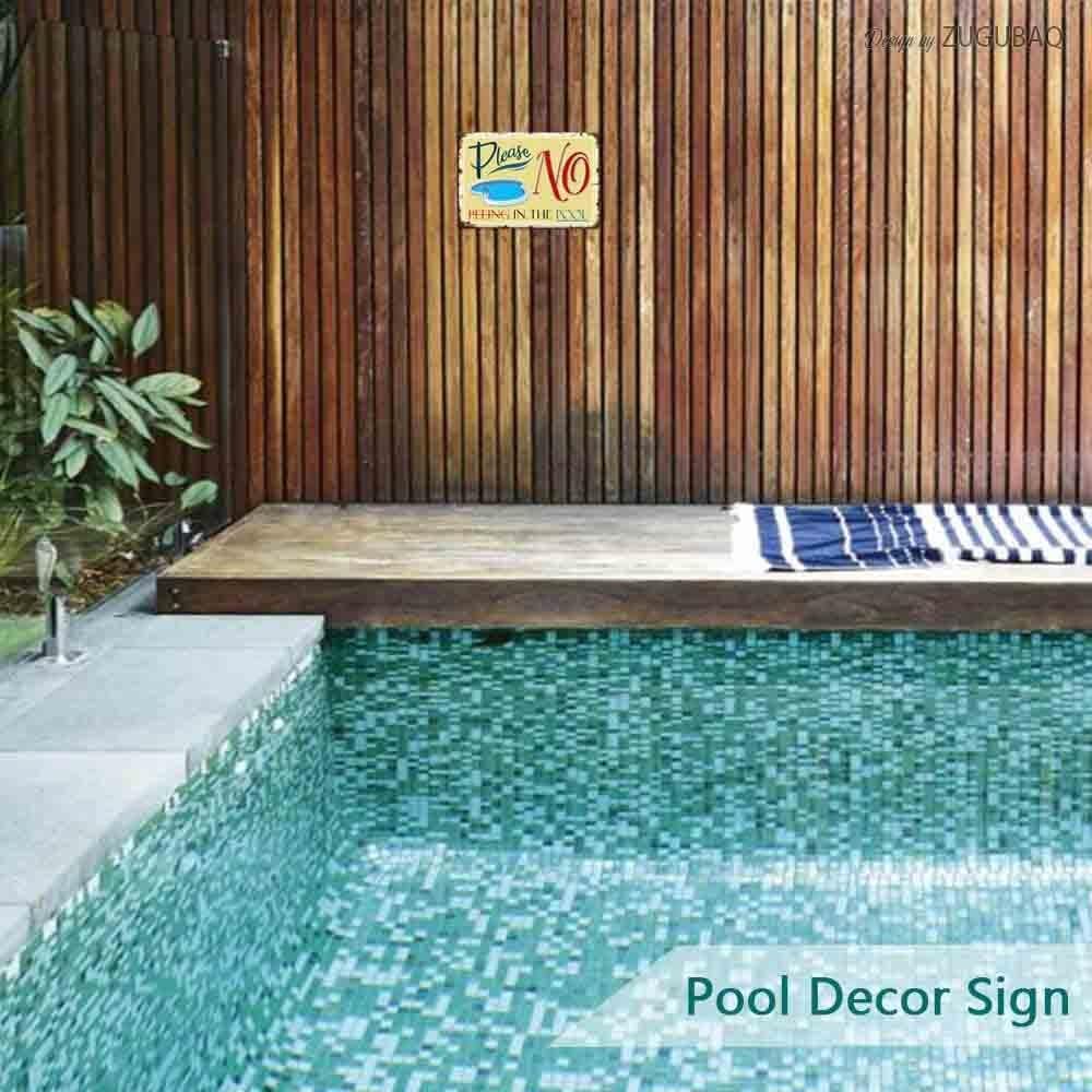 Funny Swimming Pool Sign Decor, Pool Decorations Outdoor-No Peeing In The Pool, Durable Metal Sign Plaque for Beach Home Bar Pool Deck Backyard Walls, 12X8 Inch image 5