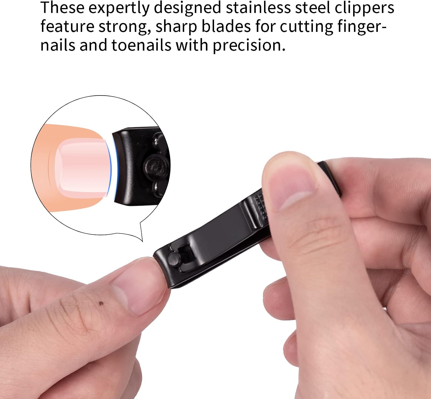 FIXBODY Nail Clipper Set – Black Stainless Steel Fingernails & Toenails Clippers & Nail File Sharp Nail Cutter with Leather Case, Gift for Men and Women, Birthday Gifts for Him