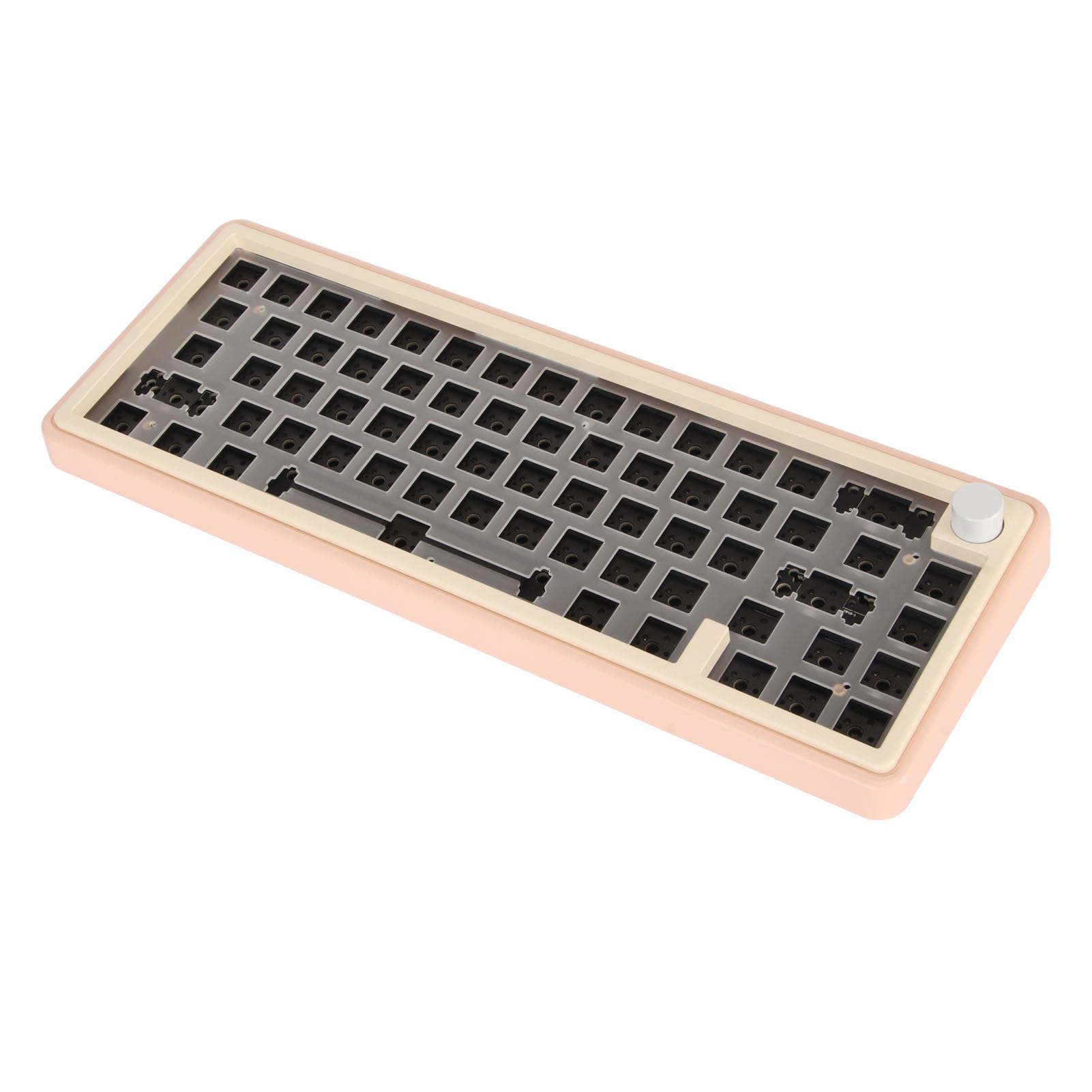 Kit de Teclado Mecánico Modular de 67 Teclas, Diseño Compacto Barebones Hotswap para Usuarios de, Aleación de Aluminio CNC (Rosa)
