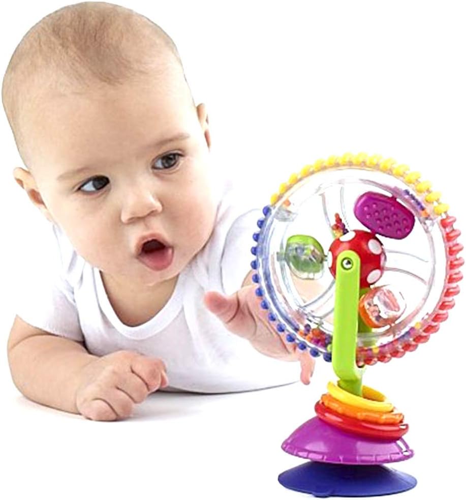 Jackallo Baby Ferris Wheel Rotating Wheel Windmill Bell Toddler Play Toys Child Kids Toys Spinning Wheel Suction Chair for Baby Toddler Kids