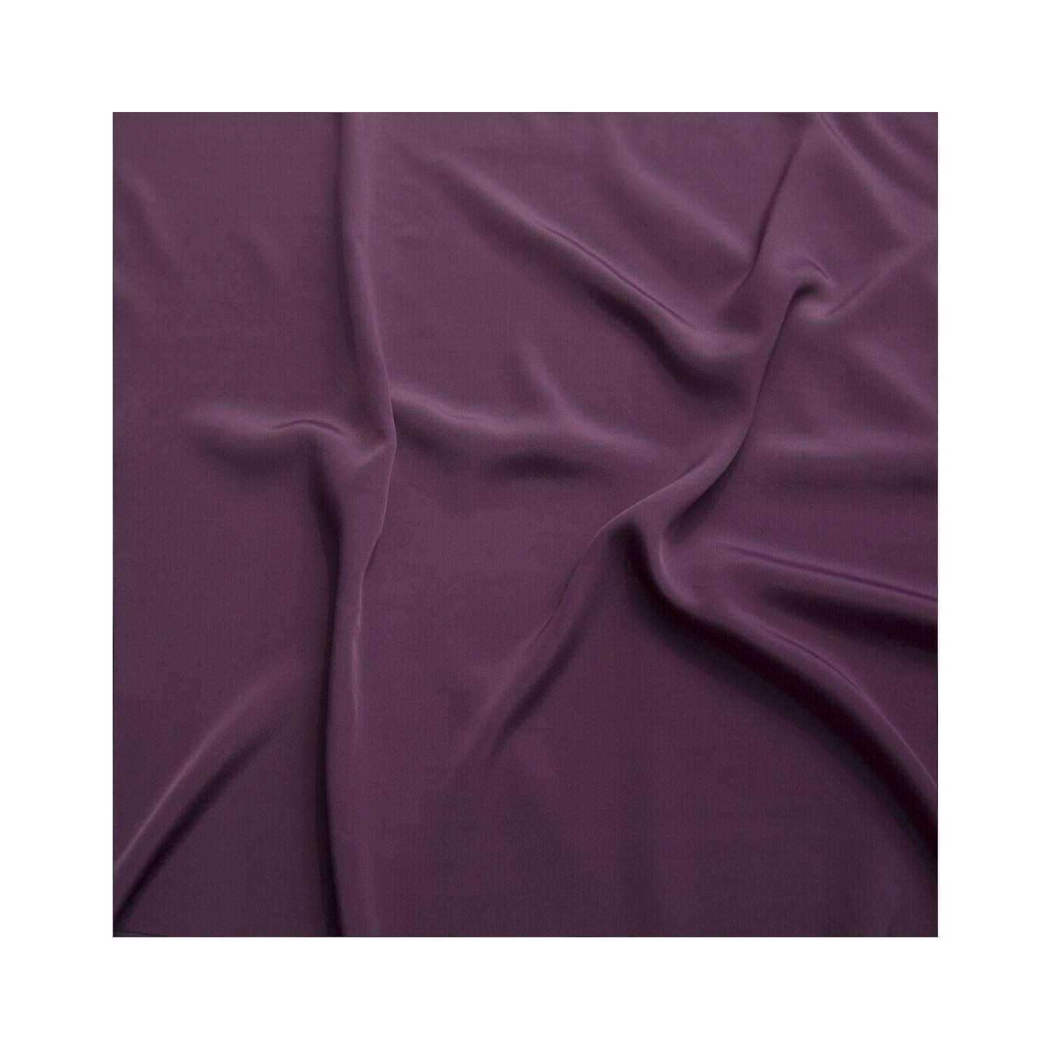 Fabrics King Online Grape Premium Crepe De Chine Fabric Silky Plain Dyed 45" - 112Cm Wide Per Metre (, 1 Metre)