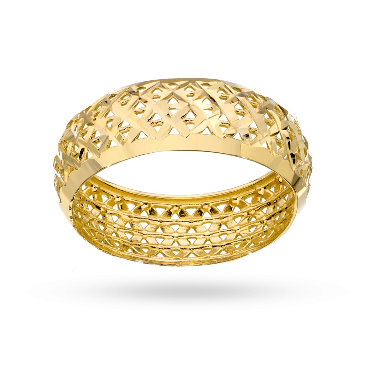 MARKO Goldring Damen 333 Echtgold 8 Karat Gelbgold – breiter Bandring mit durchbrochenem Netzdesign, strukturierter Ring Gold Damen, glänzender Goldschmuck, eleganter Schmuckring