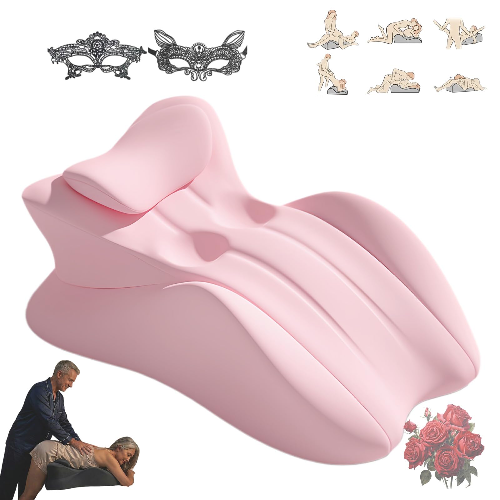 Cojín impermeable for mayor comodidad en la intimidad en cualquier posición | Almohada sexual de 27 grados, almohada erótica antideslizante y rampas, pasión toda la noche(H)