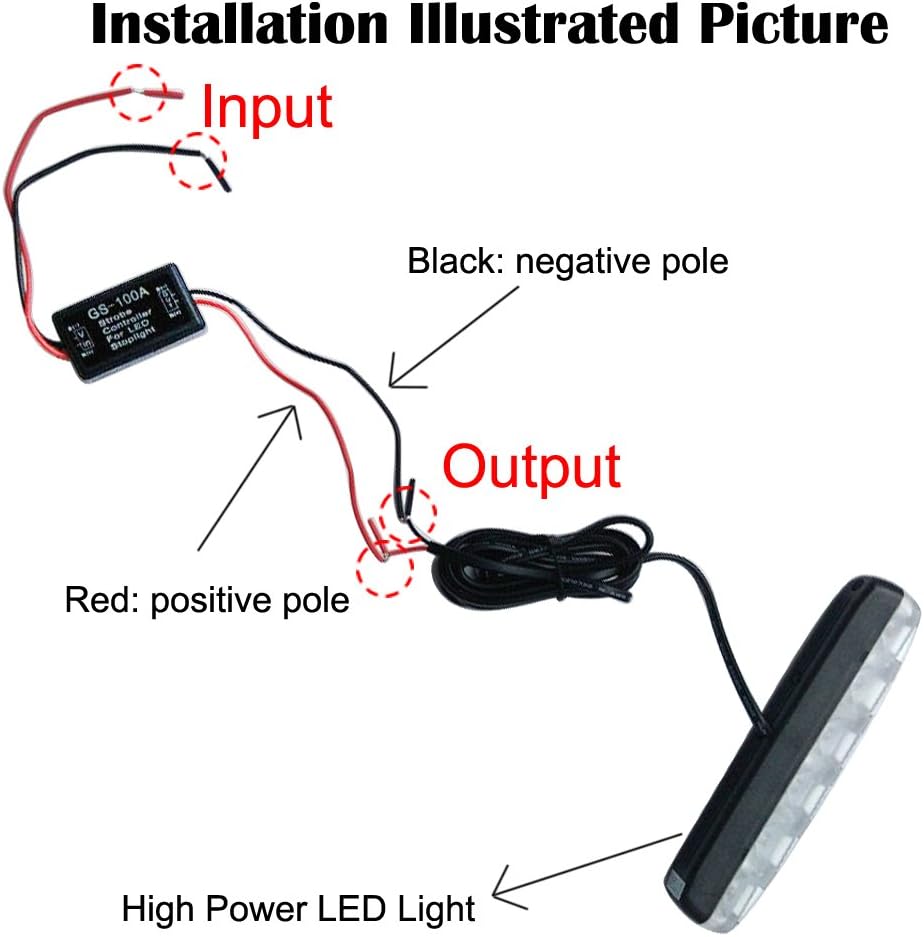 EFORCAR Flash Strobe Controller, Flasher Module for LED Brake Light Tail Stop Light Auto Car 12-24V LED Brake Flasher Stop Light Lamp Flash Strobe Flasher