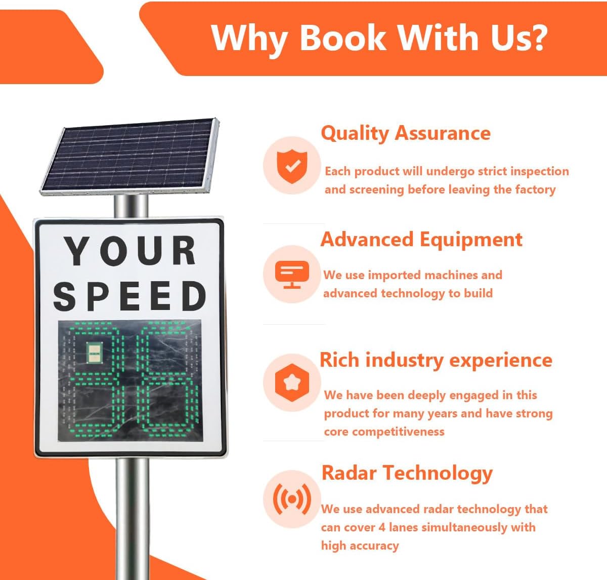 Solar Powered LED Radar Speed Display Sign 60x90cm - Flashing Speed Limit Indicator & Digital Feedback Sign for Enhanced Road Safety, Eco-Friendly Solution